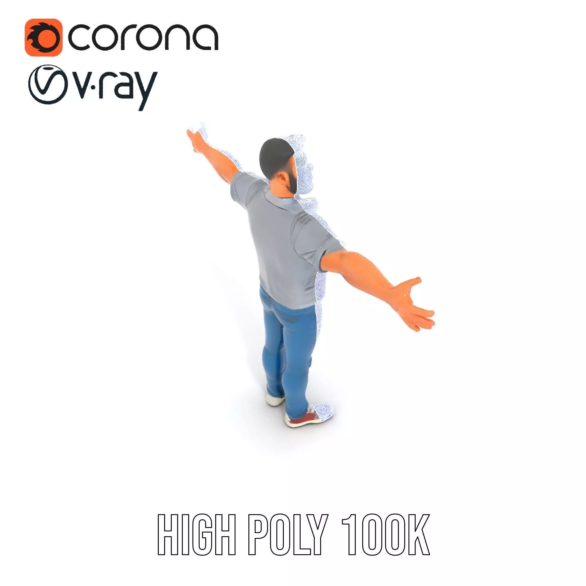 Casual Male Character Model Pack with Jeans and Polo Shirt Low-poly 3D model_21