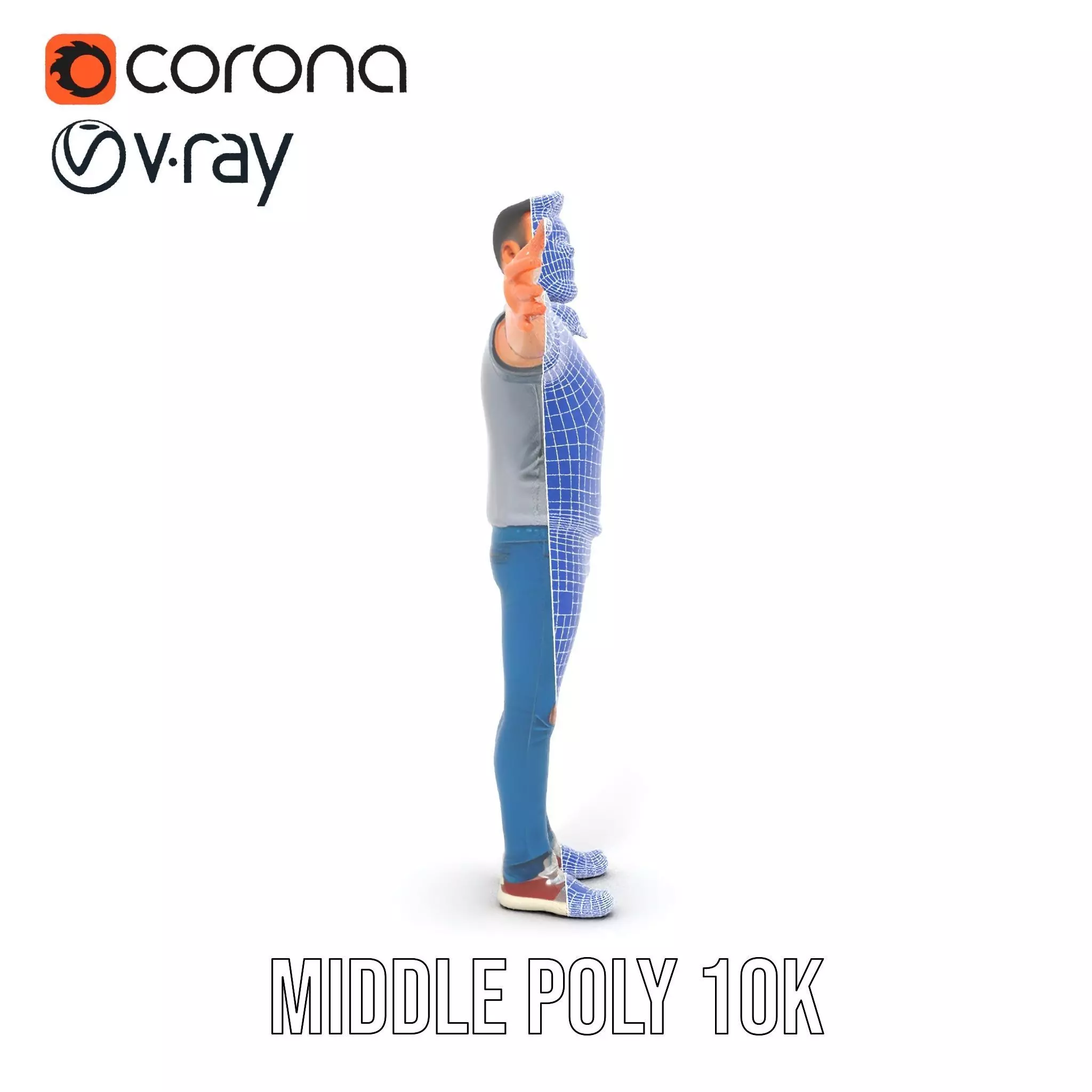 Casual Male Character Model Pack with Jeans and Polo Shirt Low-poly 3D model_28