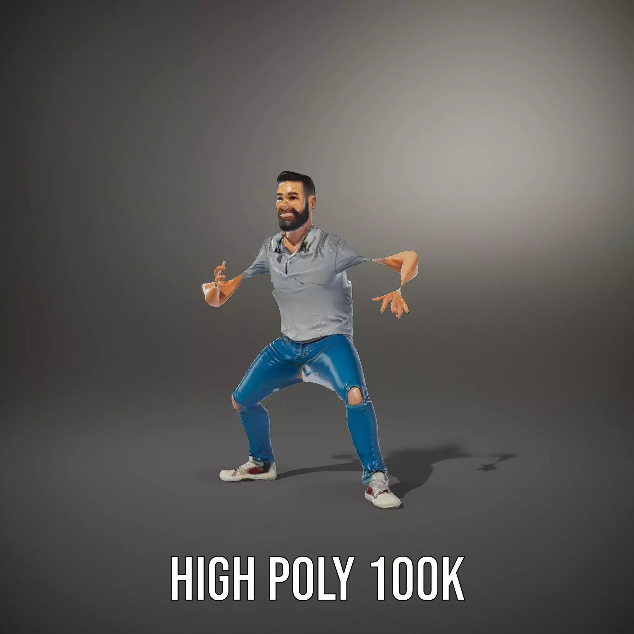 Casual Male Character Model Pack with Jeans and Polo Shirt Low-poly 3D model_34