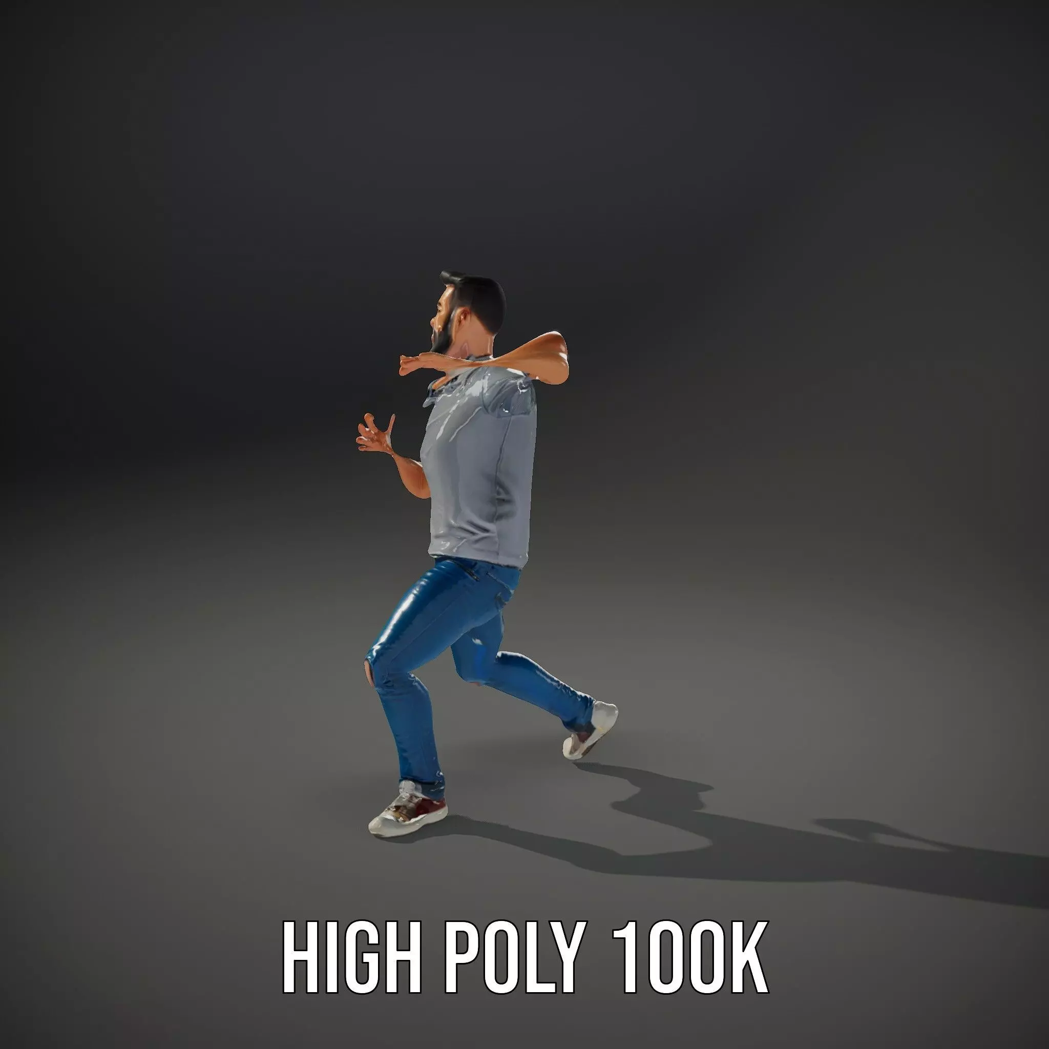 Casual Male Character Model Pack with Jeans and Polo Shirt Low-poly 3D model_35