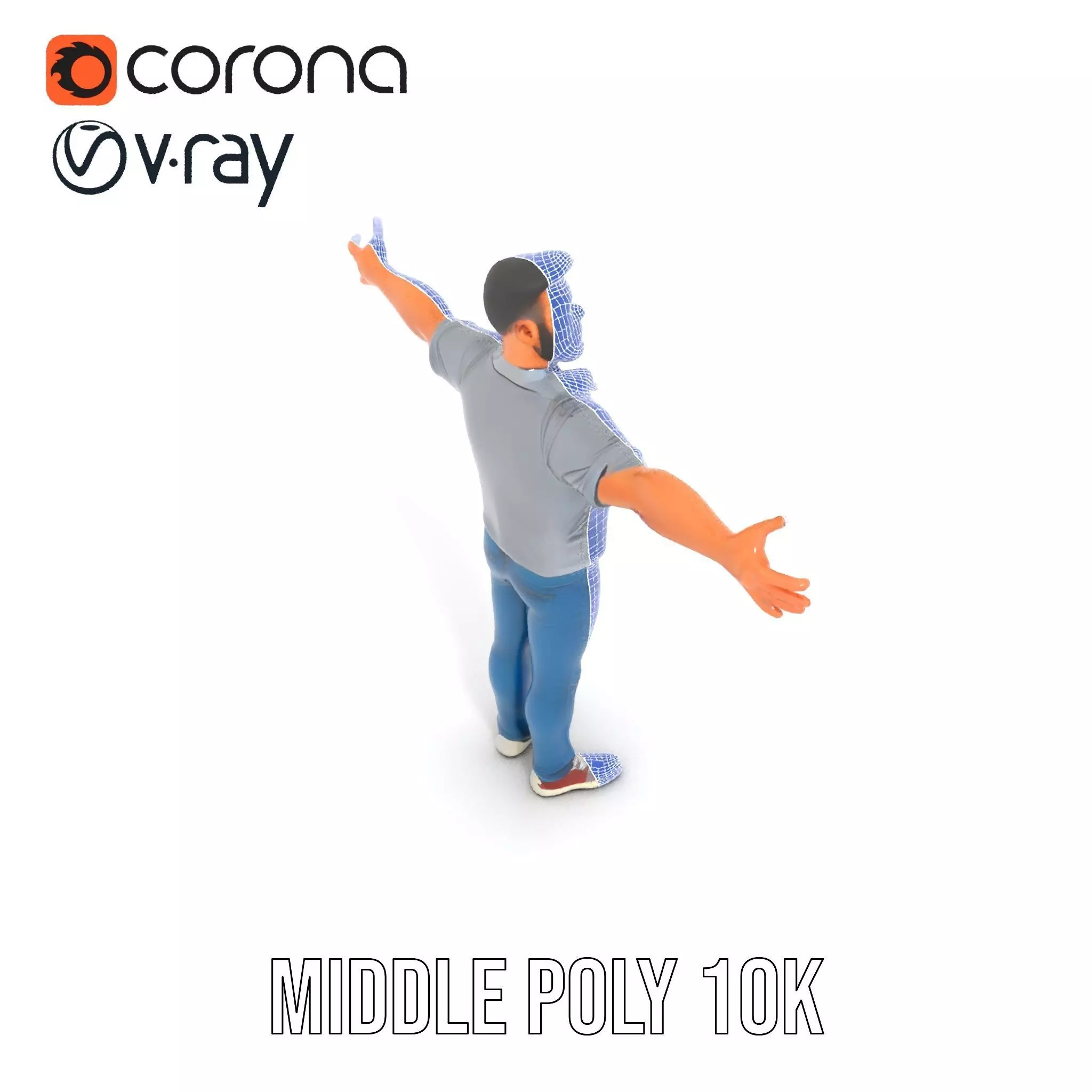 Casual Male Character Model Pack with Jeans and Polo Shirt Low-poly 3D model_31