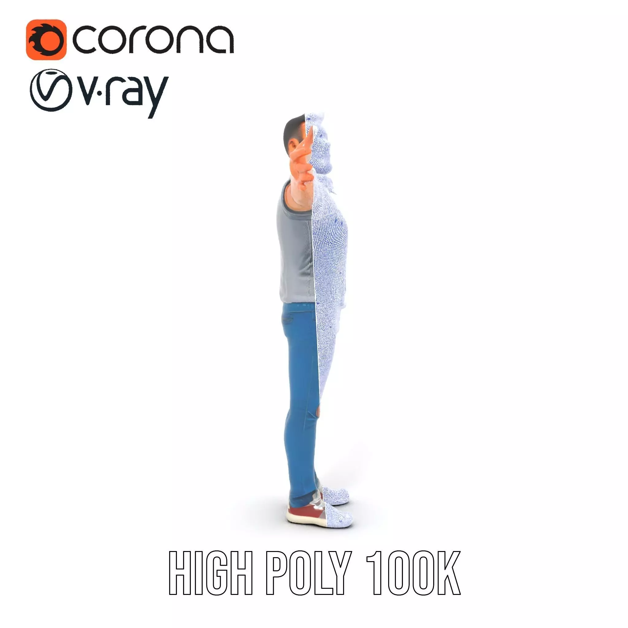 Casual Male Character Model Pack with Jeans and Polo Shirt Low-poly 3D model_24