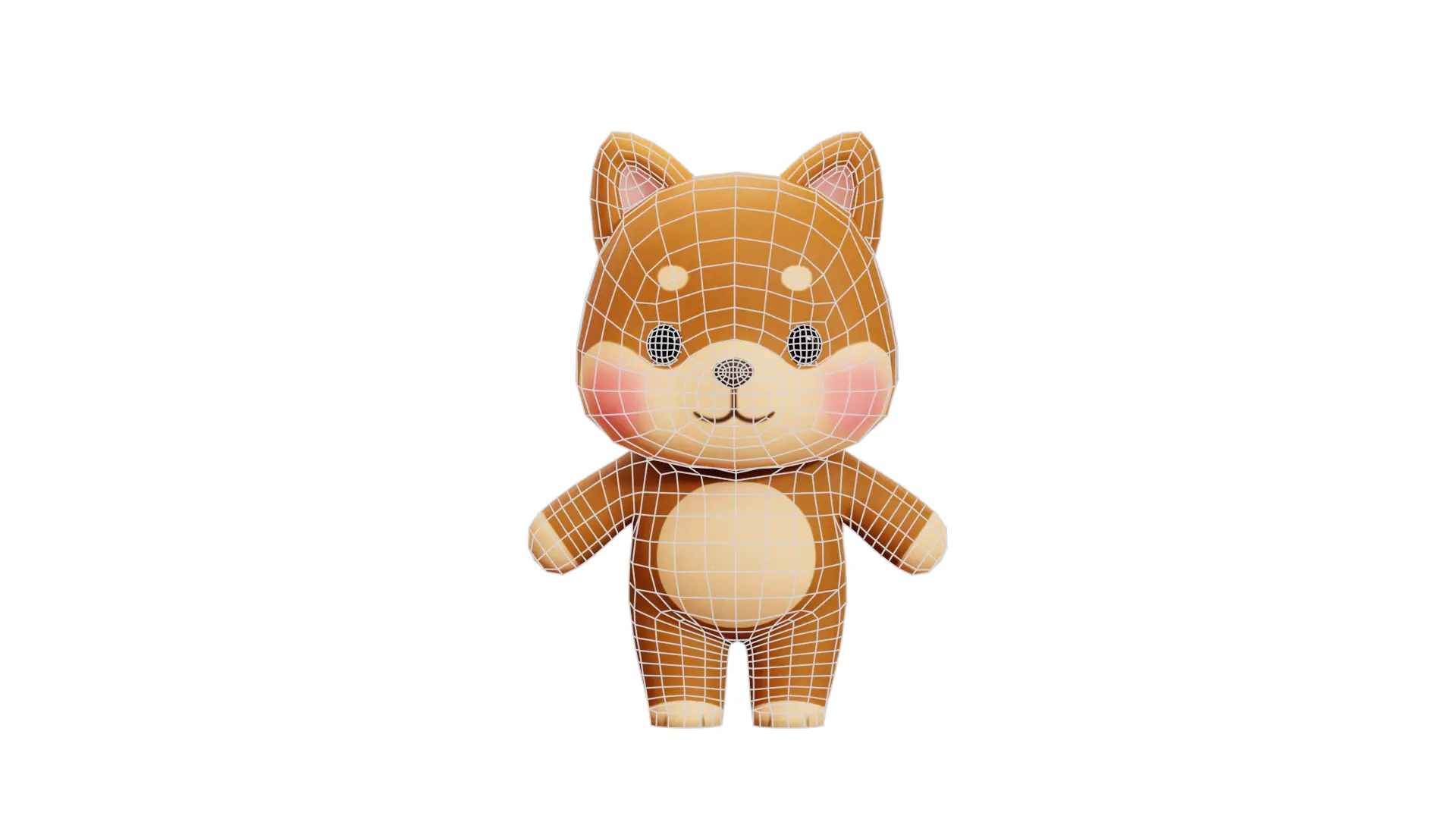   Cartoon  Dog Character Shiba  Chibi Kawaii Low-poly 3D model_6