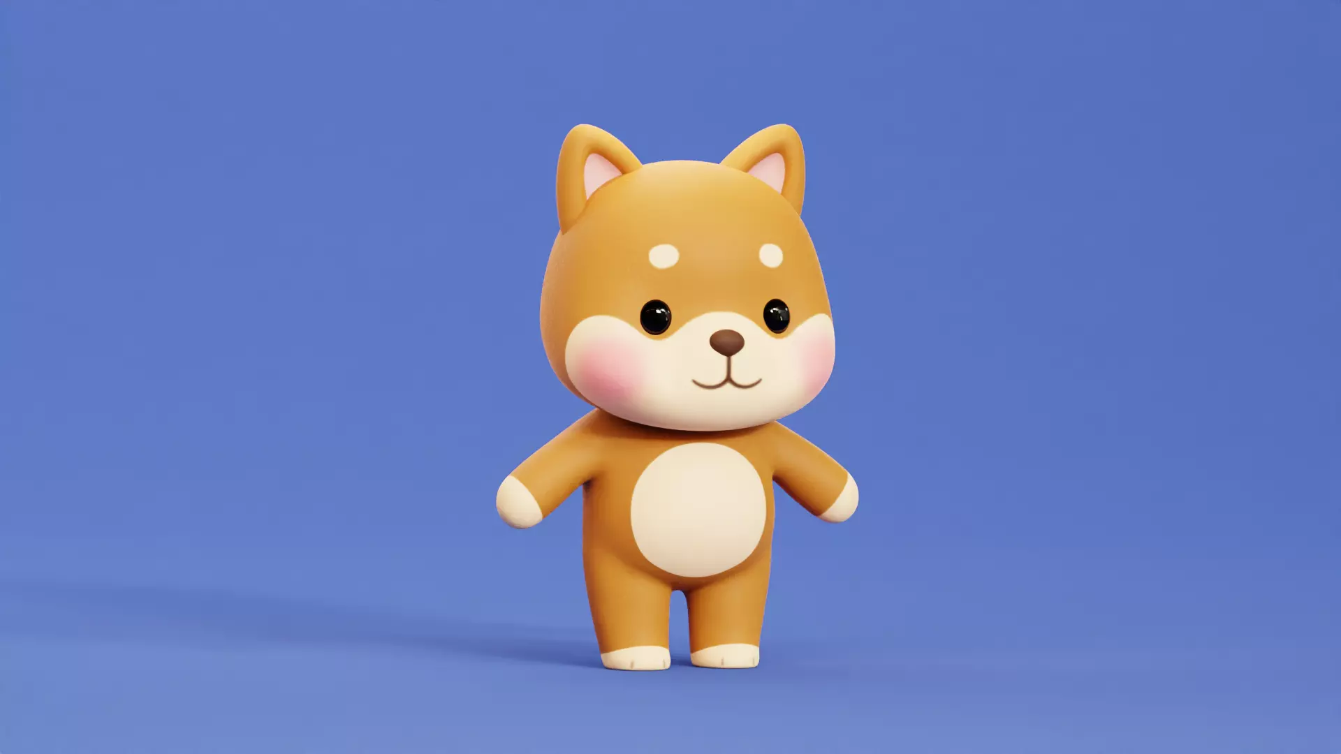   Cartoon  Dog Character Shiba  Chibi Kawaii Low-poly 3D model_4