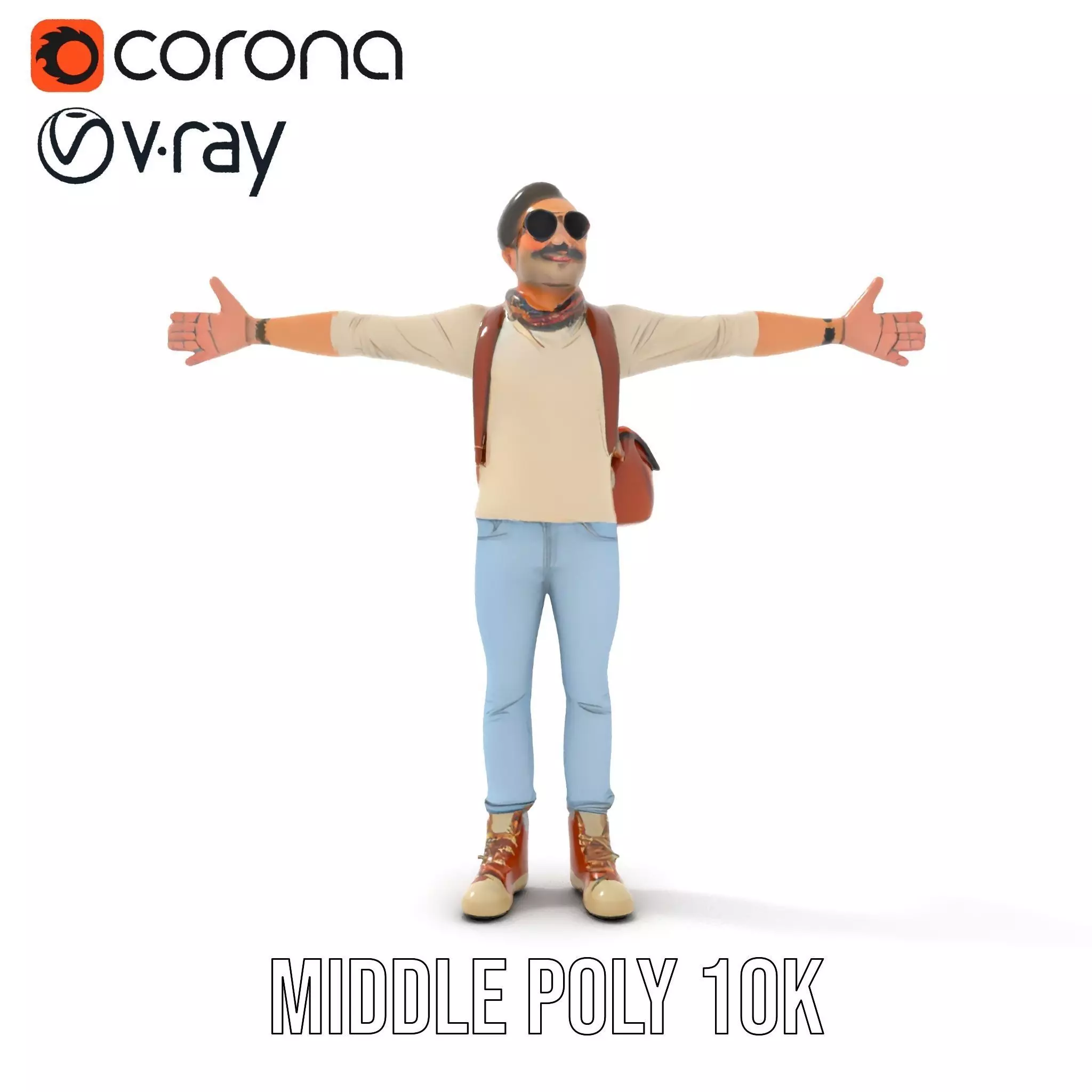 Fashionable Man Character Model Pack with Accessories Low-poly 3D model_19