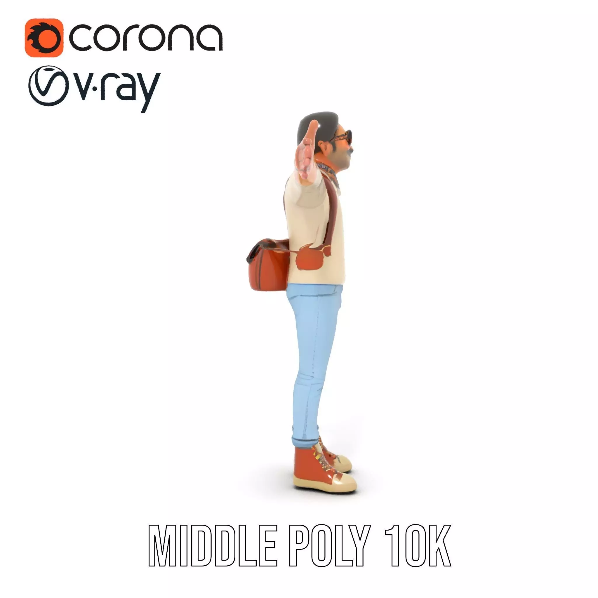 Fashionable Man Character Model Pack with Accessories Low-poly 3D model_16