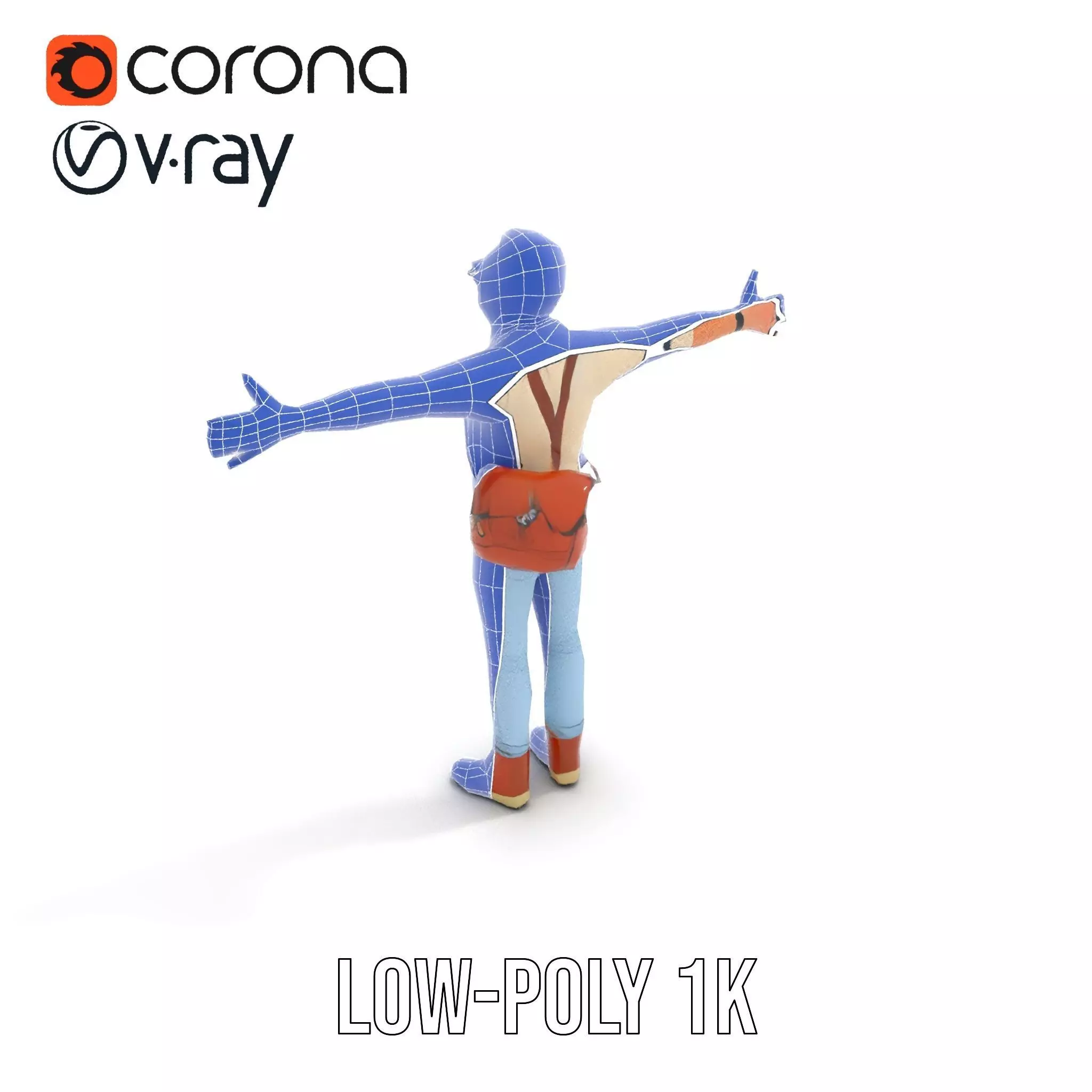 Fashionable Man Character Model Pack with Accessories Low-poly 3D model_20