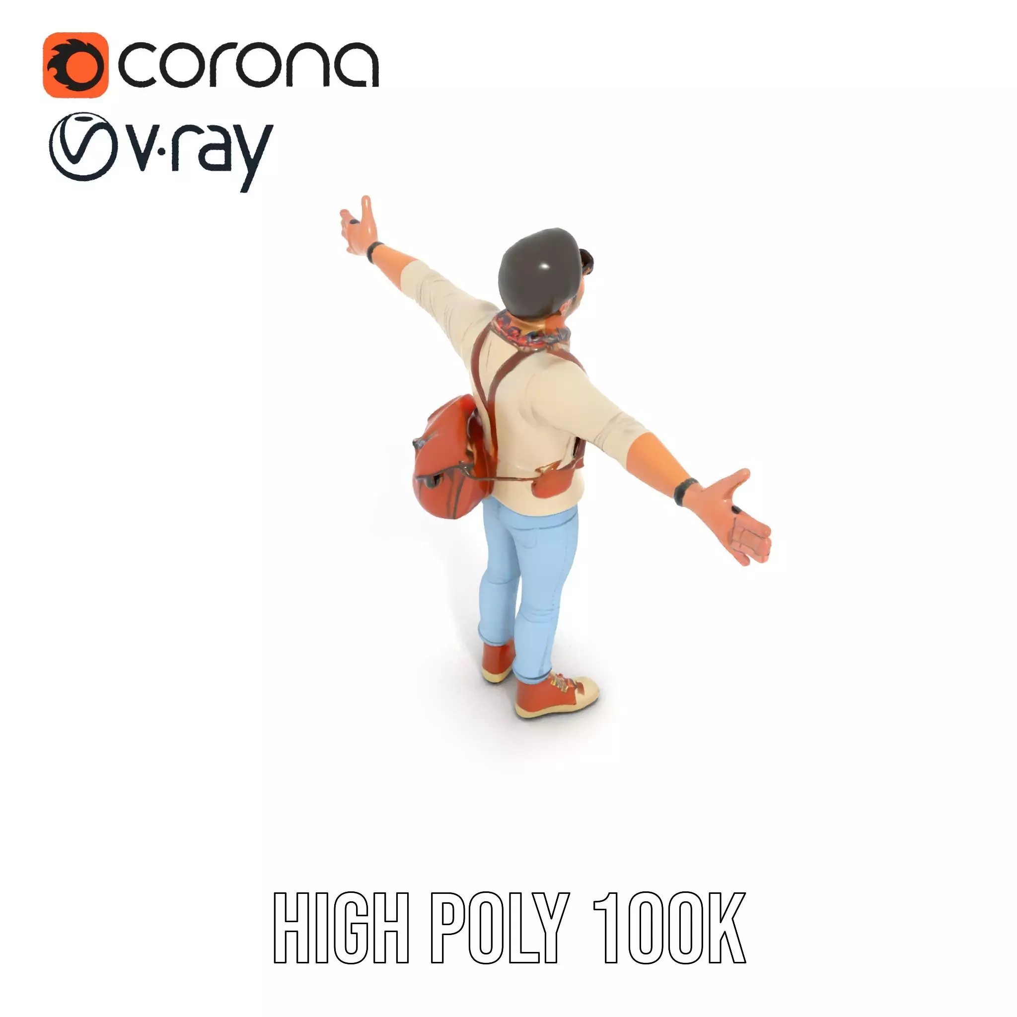 Fashionable Man Character Model Pack with Accessories Low-poly 3D model_15