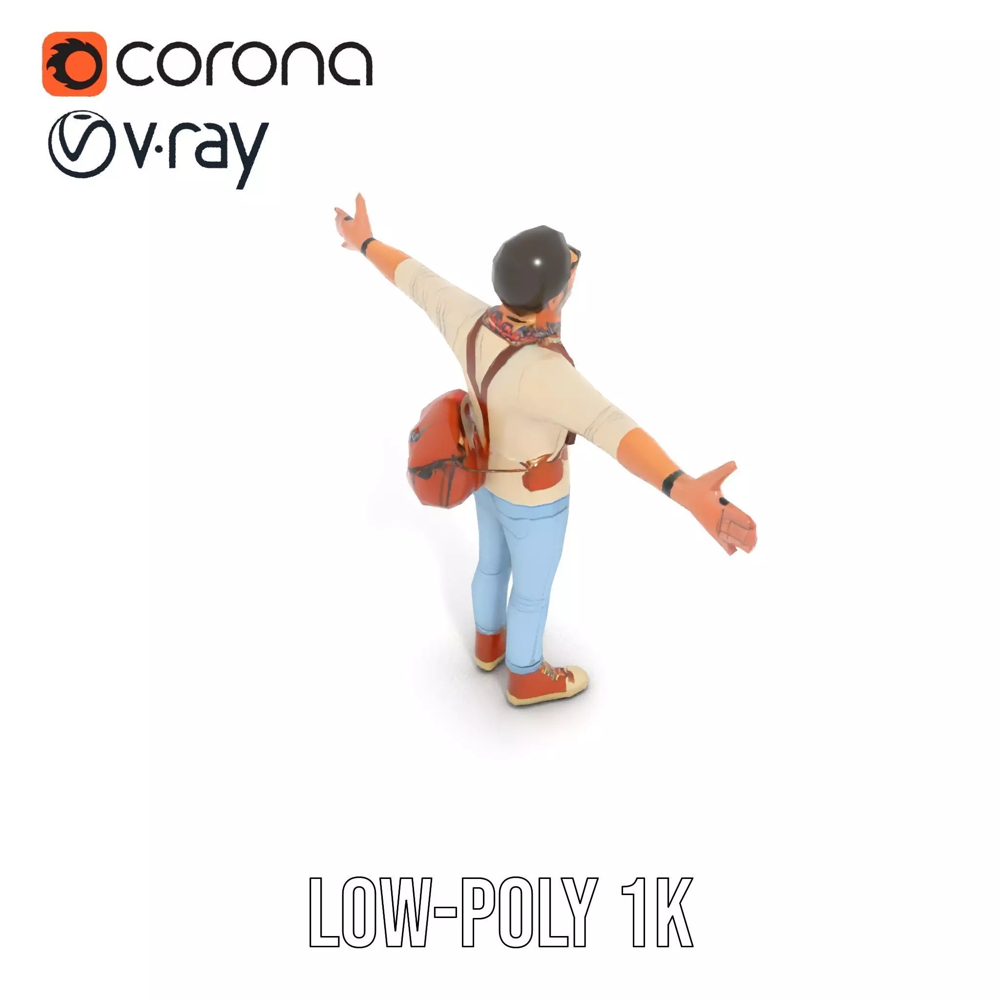 Fashionable Man Character Model Pack with Accessories Low-poly 3D model_11