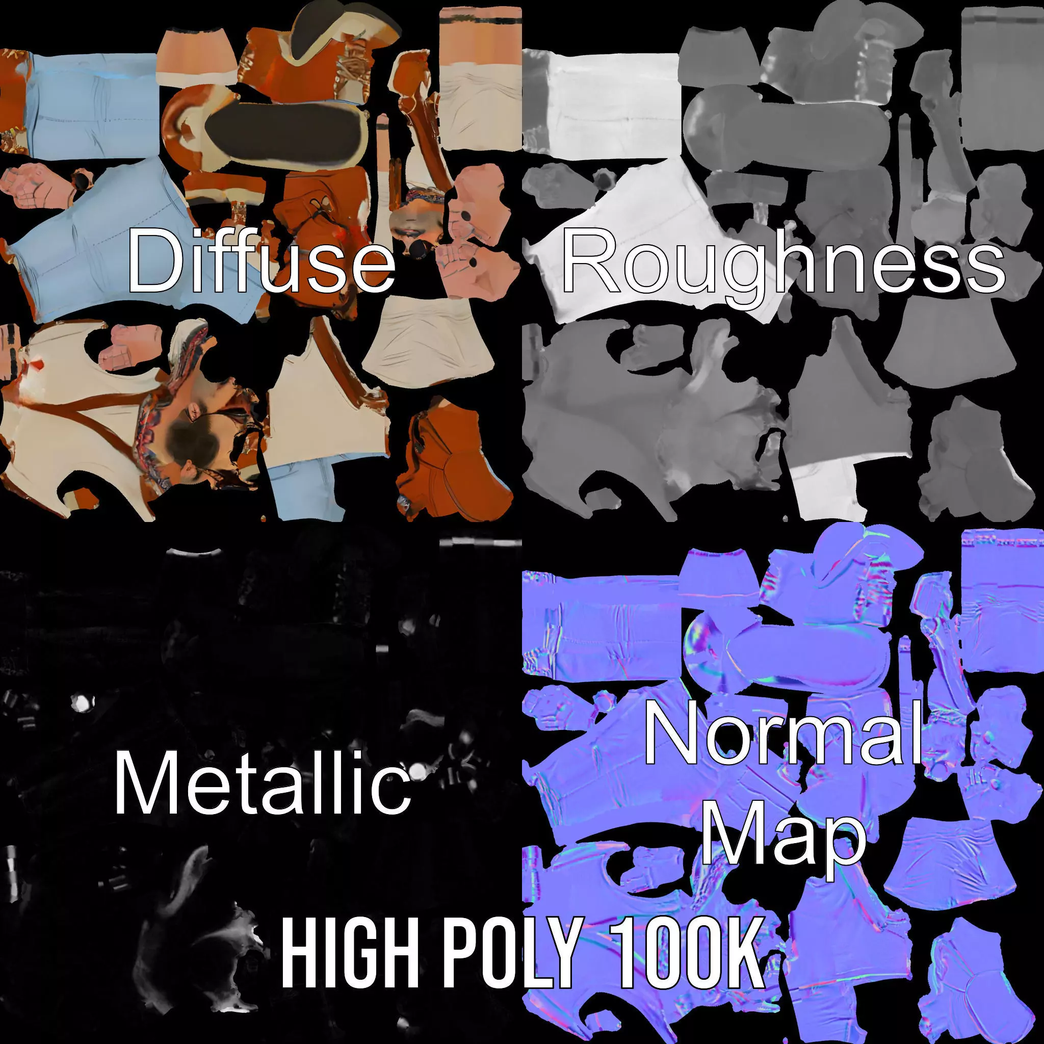 Fashionable Man Character Model Pack with Accessories Low-poly 3D model_4