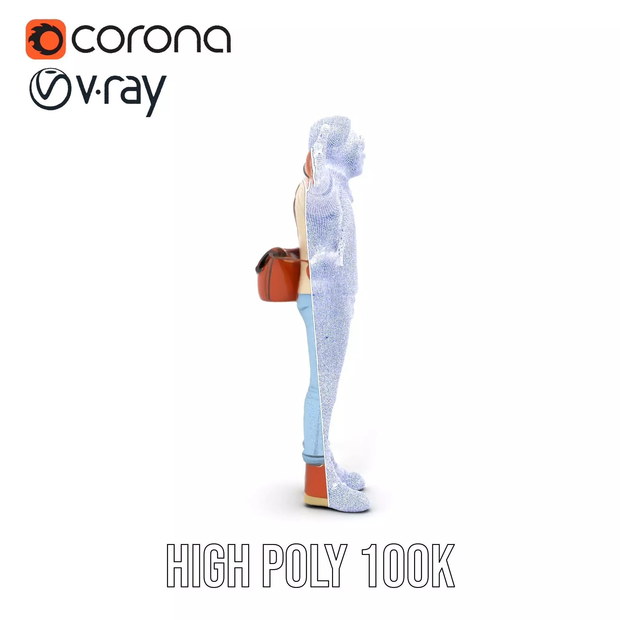 Fashionable Man Character Model Pack with Accessories Low-poly 3D model_34