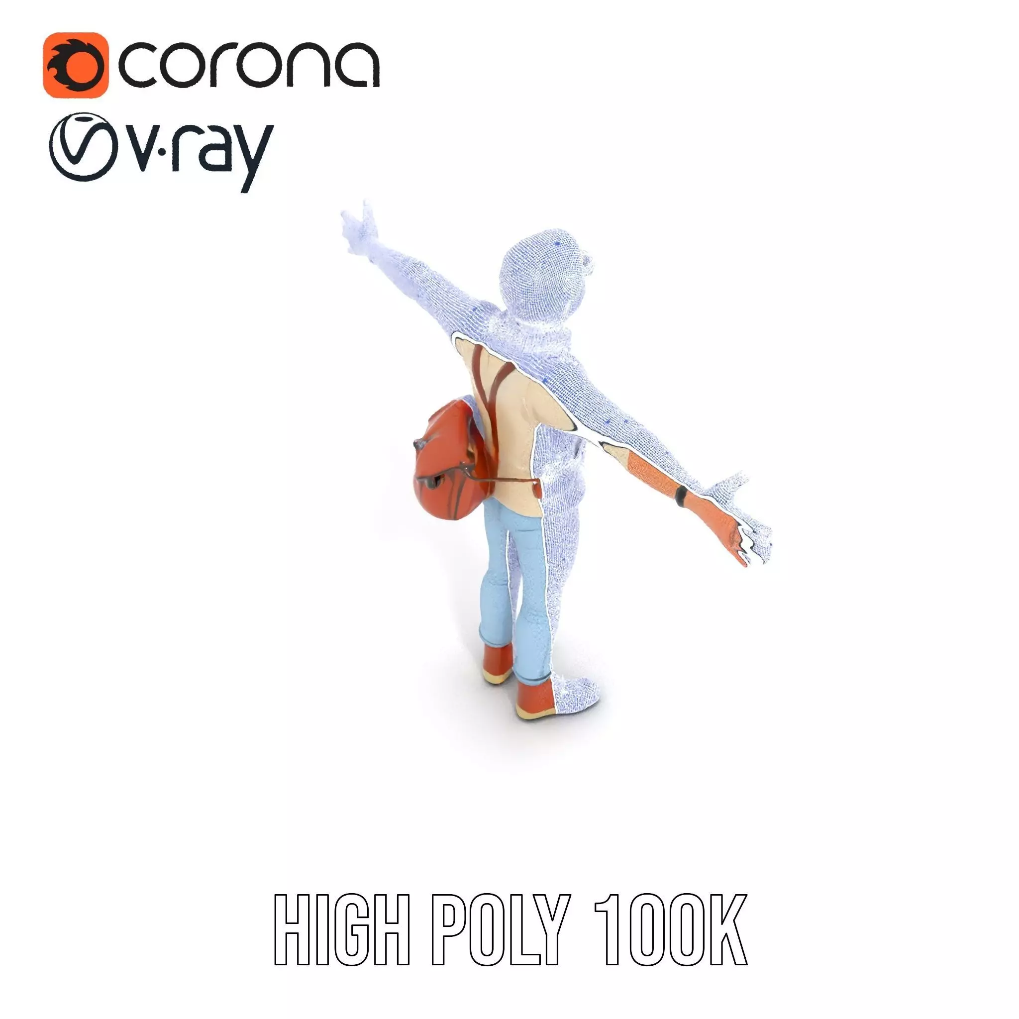 Fashionable Man Character Model Pack with Accessories Low-poly 3D model_27