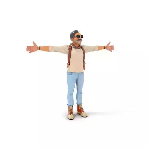 Fashionable Man Character Model Pack with Accessories Low-poly 3D model