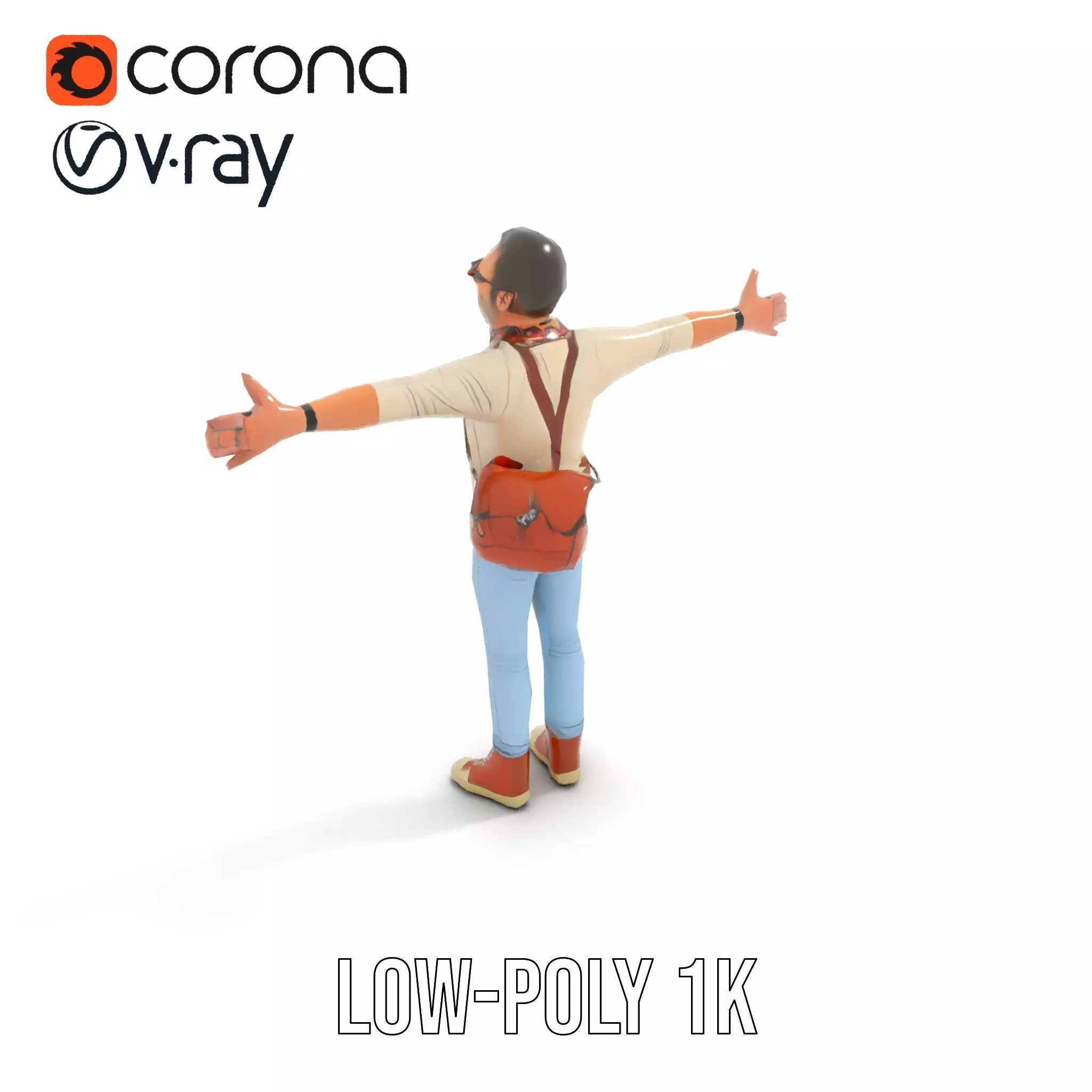 Fashionable Man Character Model Pack with Accessories Low-poly 3D model_8