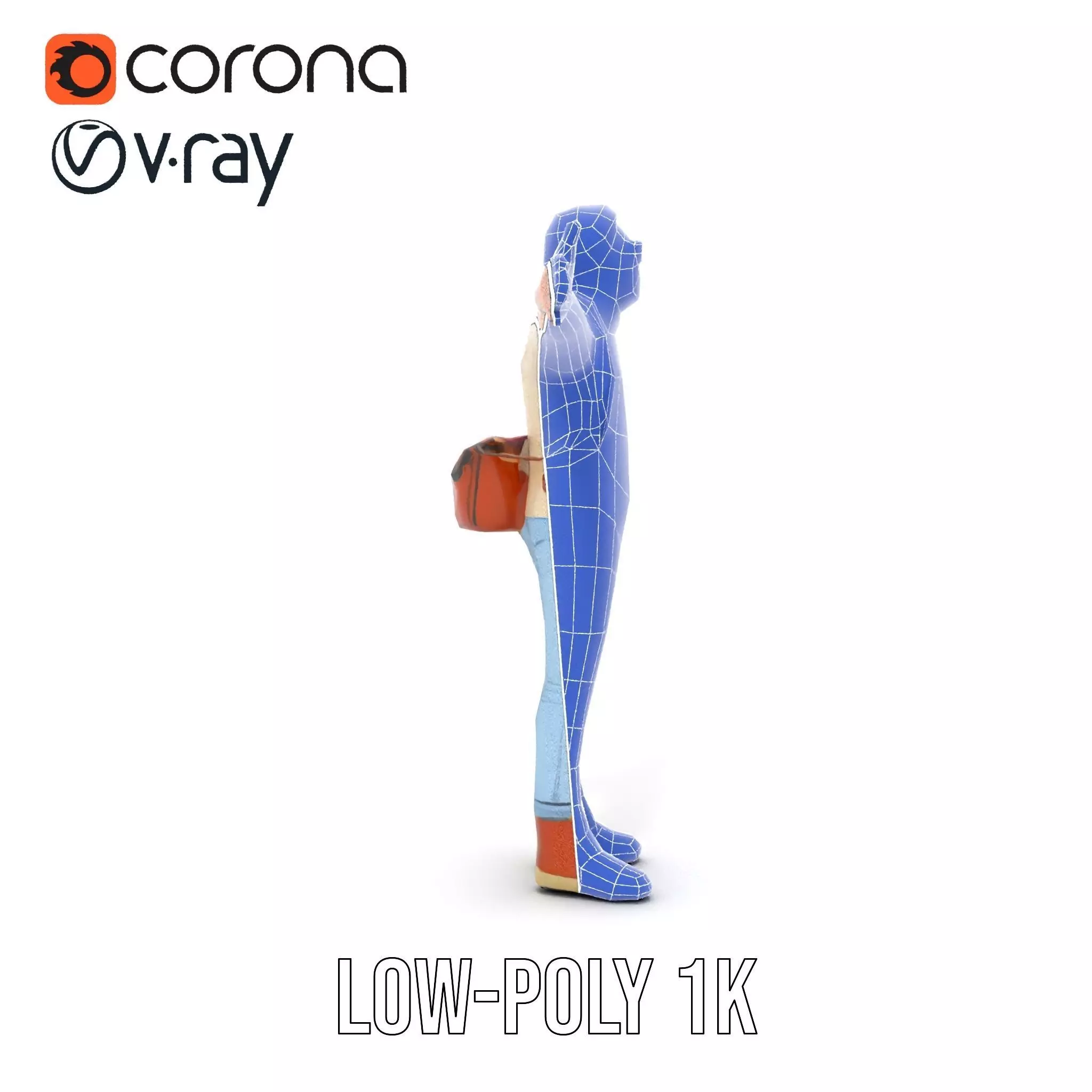 Fashionable Man Character Model Pack with Accessories Low-poly 3D model_29