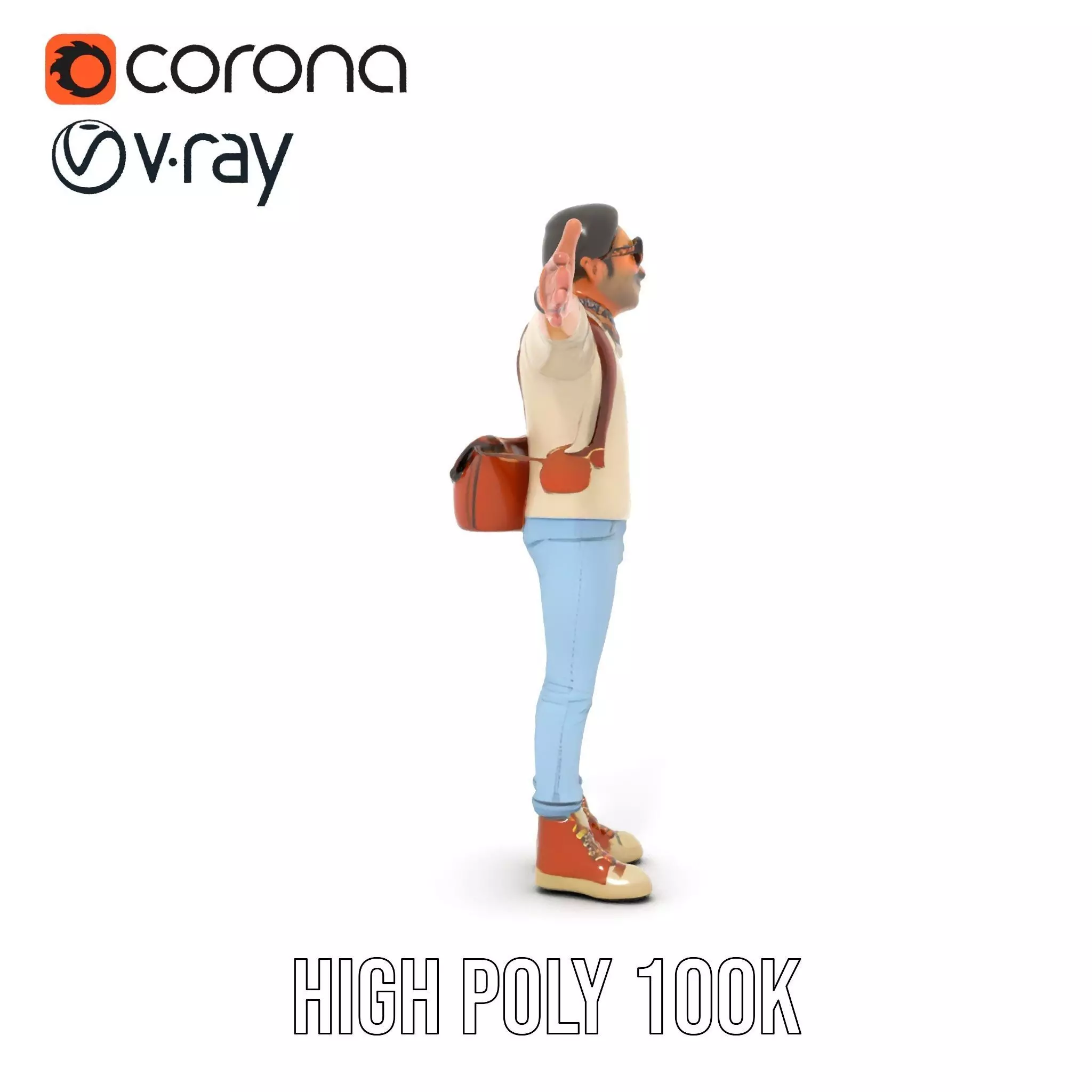 Fashionable Man Character Model Pack with Accessories Low-poly 3D model_21