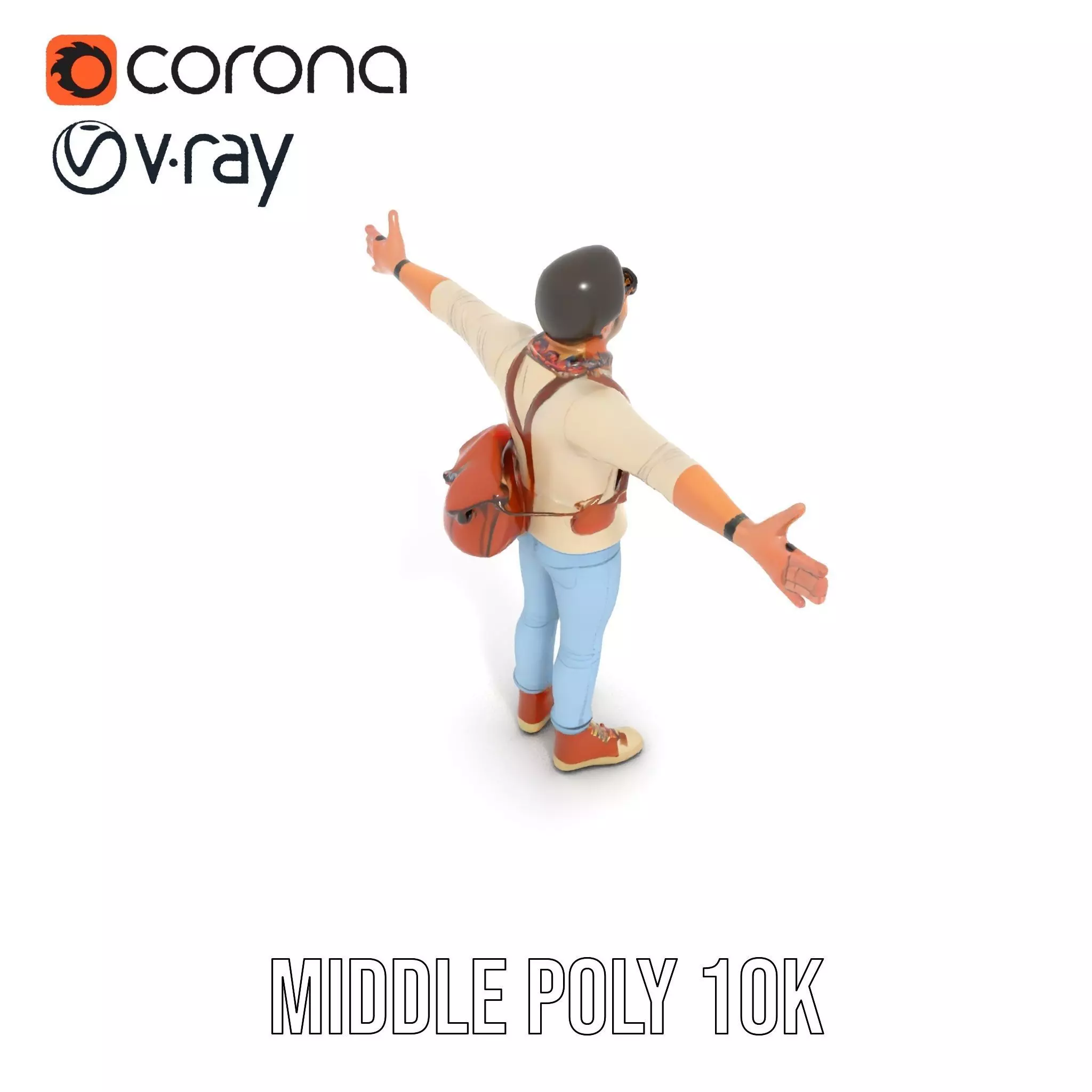 Fashionable Man Character Model Pack with Accessories Low-poly 3D model_10