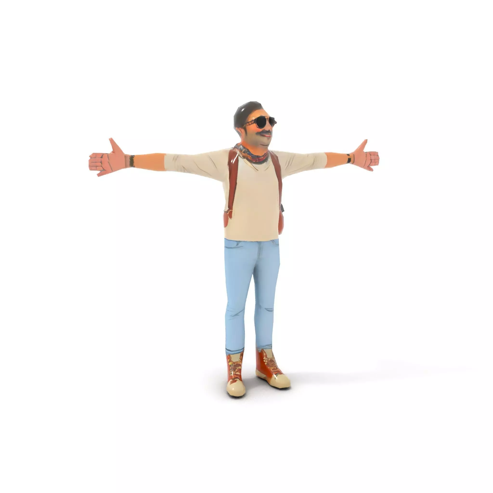 Fashionable Man Character Model Pack with Accessories Low-poly 3D model_9