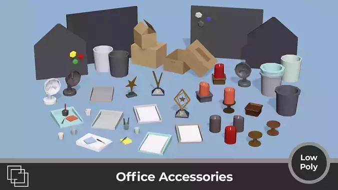 Office Accessories - Low Poly House Items