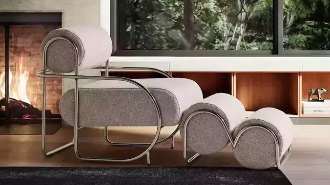 Chromeo Chair - Ottoman by Sarah Ellison 3d model