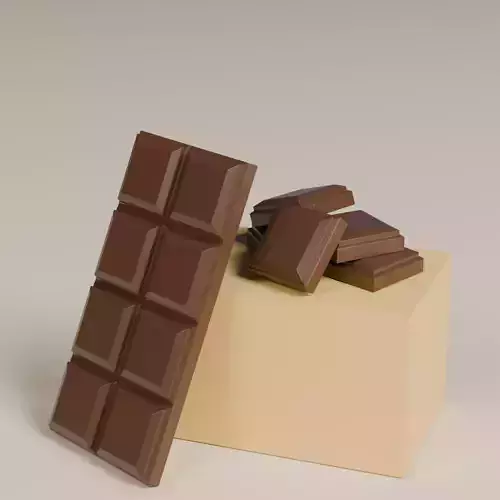3D Chocolate Bar And Pieces