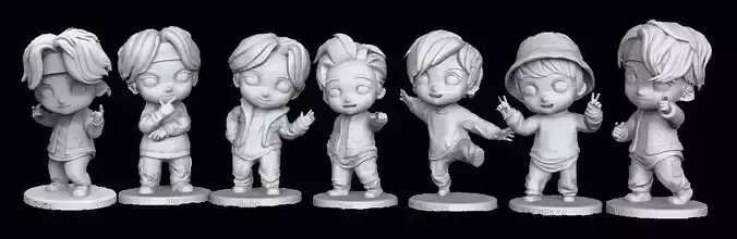 BTS Chibi Figures Collection 3D print model