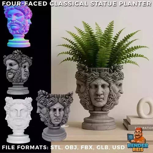 Four-Faced Classical Statue Planter