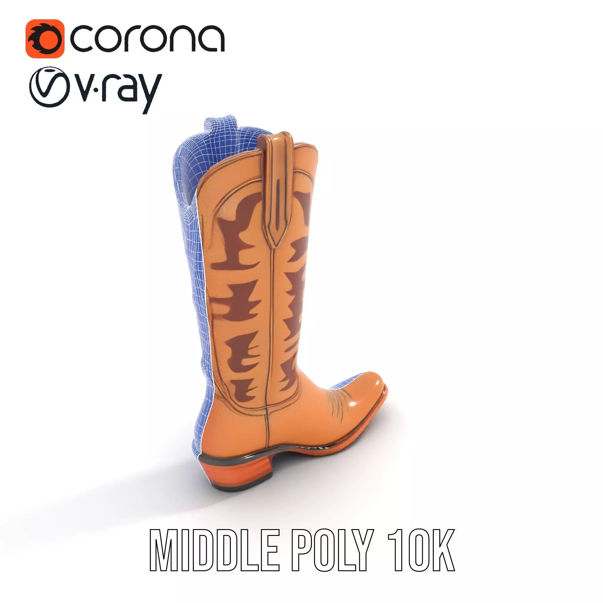 Cowboy Boot with Embroidery Model Pack Low-poly 3D model_24