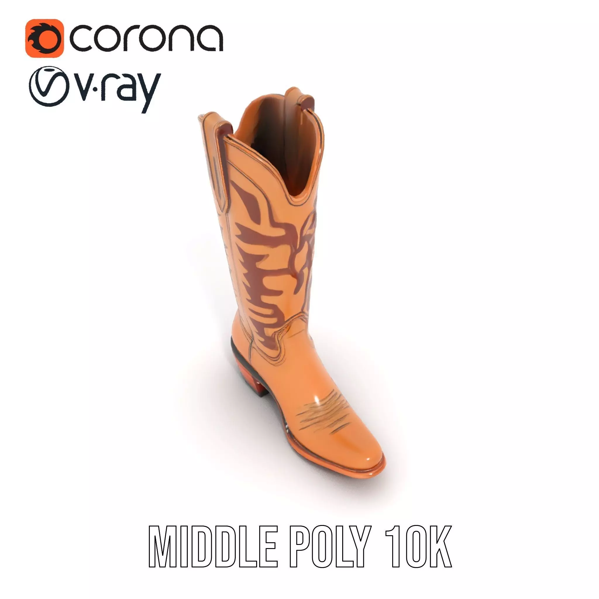Cowboy Boot with Embroidery Model Pack Low-poly 3D model_11