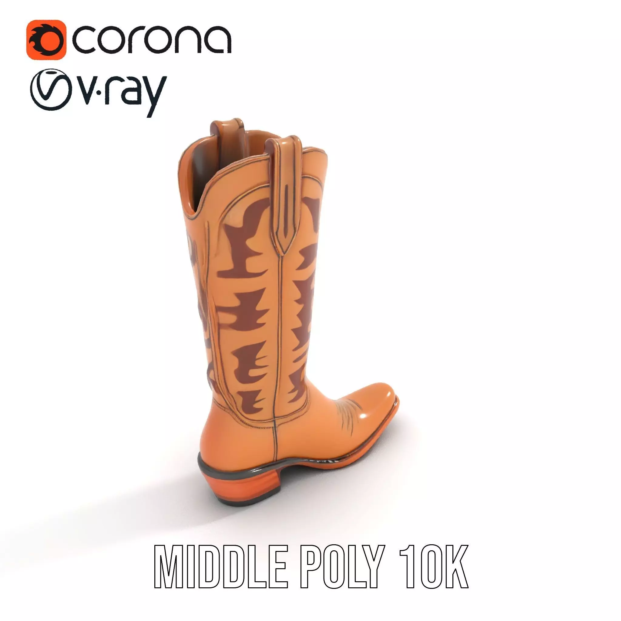 Cowboy Boot with Embroidery Model Pack Low-poly 3D model_7