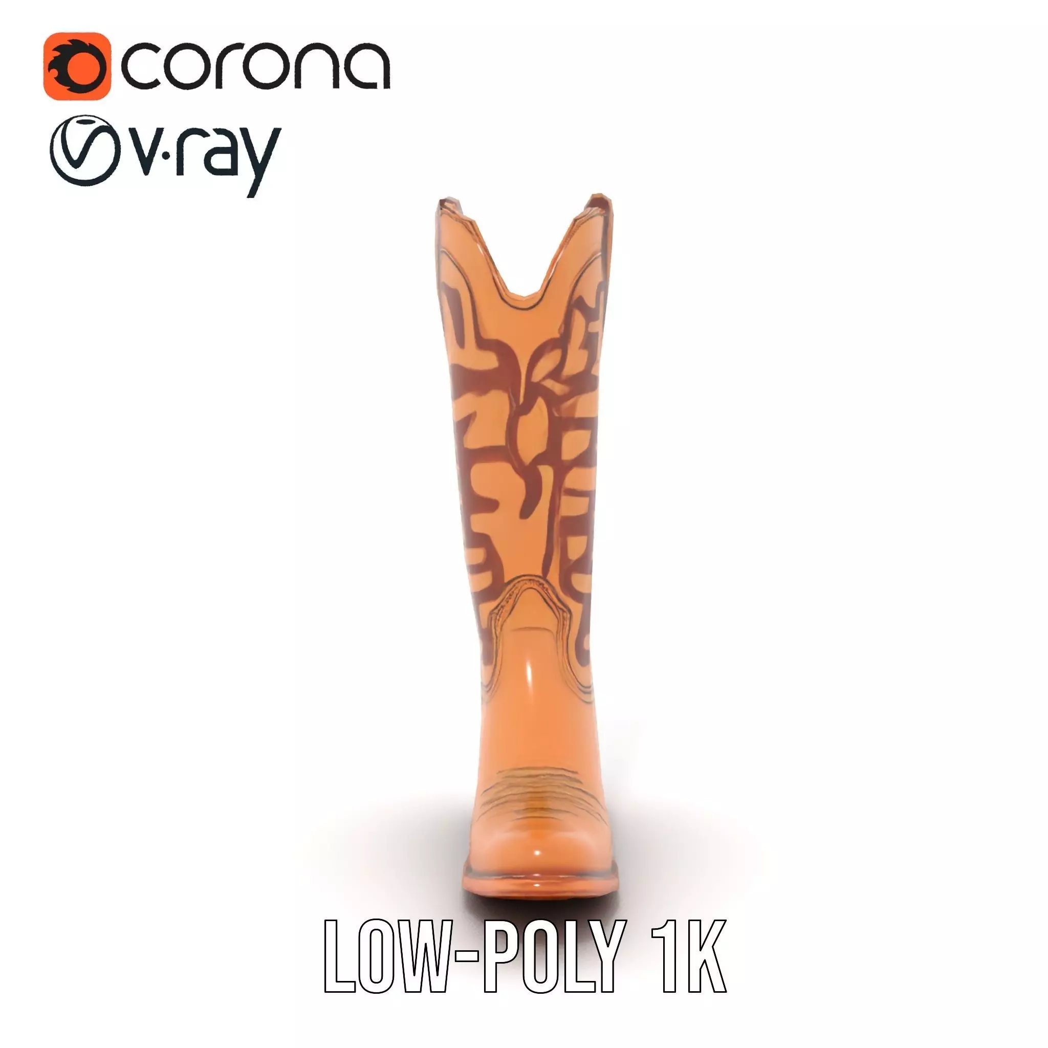 Cowboy Boot with Embroidery Model Pack Low-poly 3D model_20