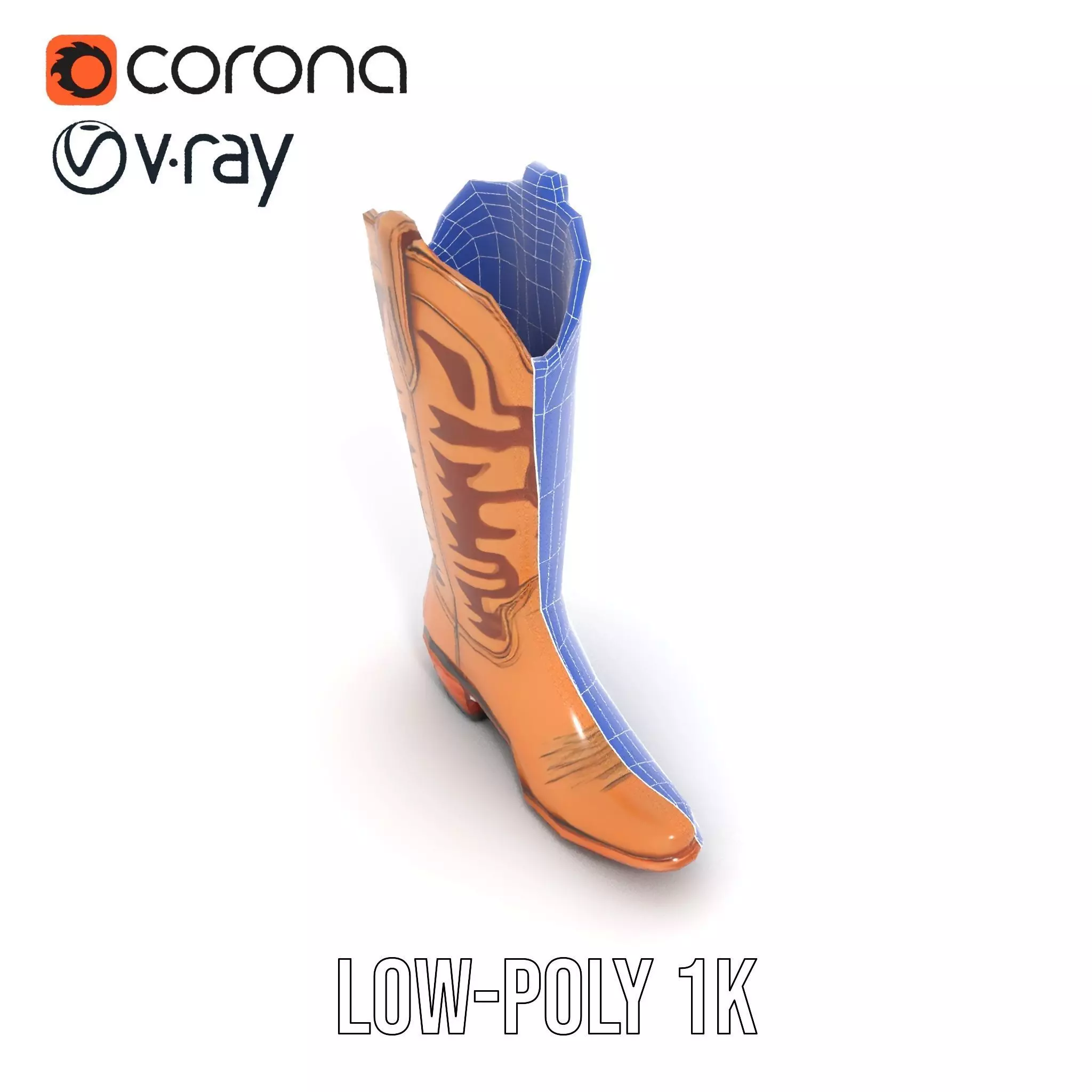 Cowboy Boot with Embroidery Model Pack Low-poly 3D model_25