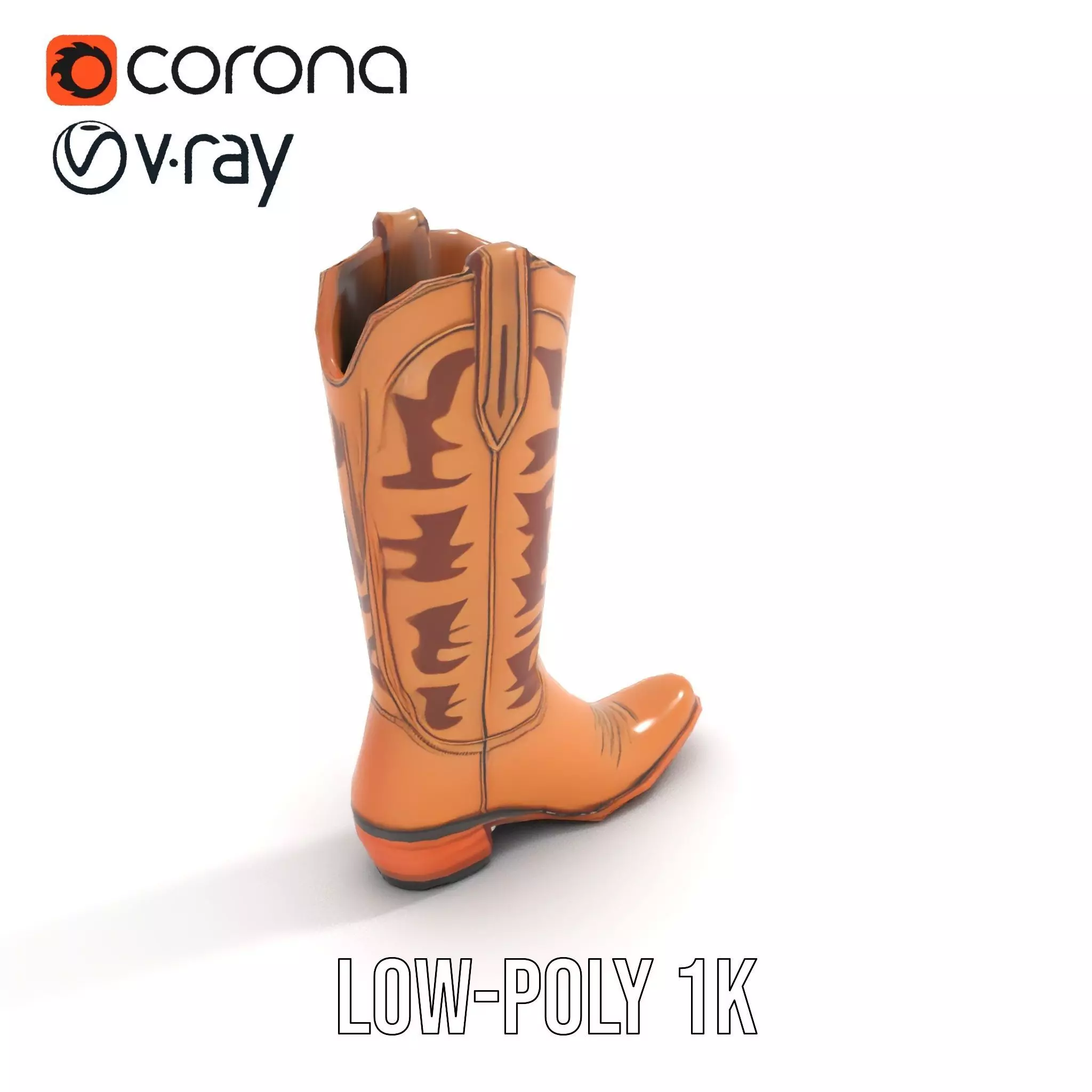 Cowboy Boot with Embroidery Model Pack Low-poly 3D model_15