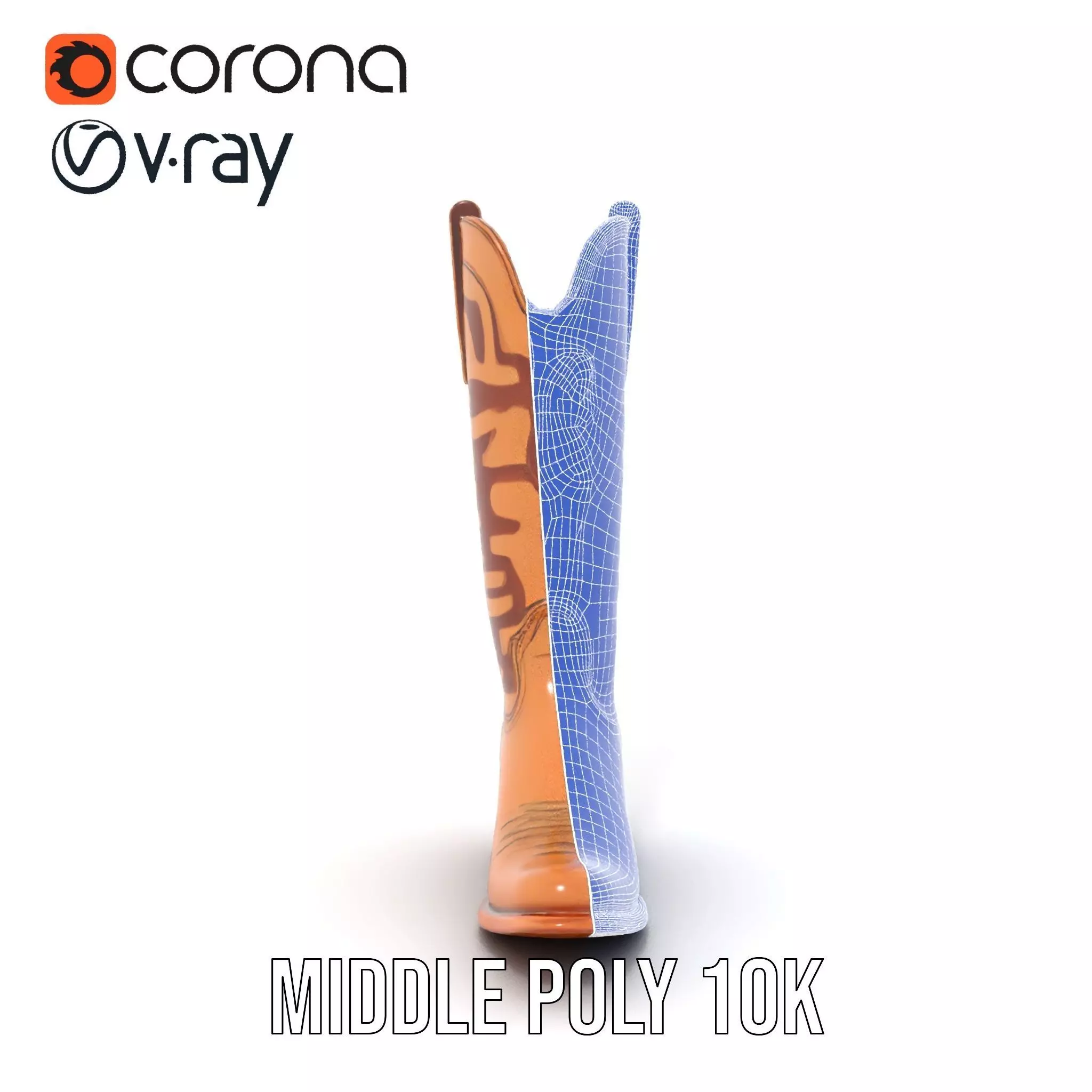 Cowboy Boot with Embroidery Model Pack Low-poly 3D model_19