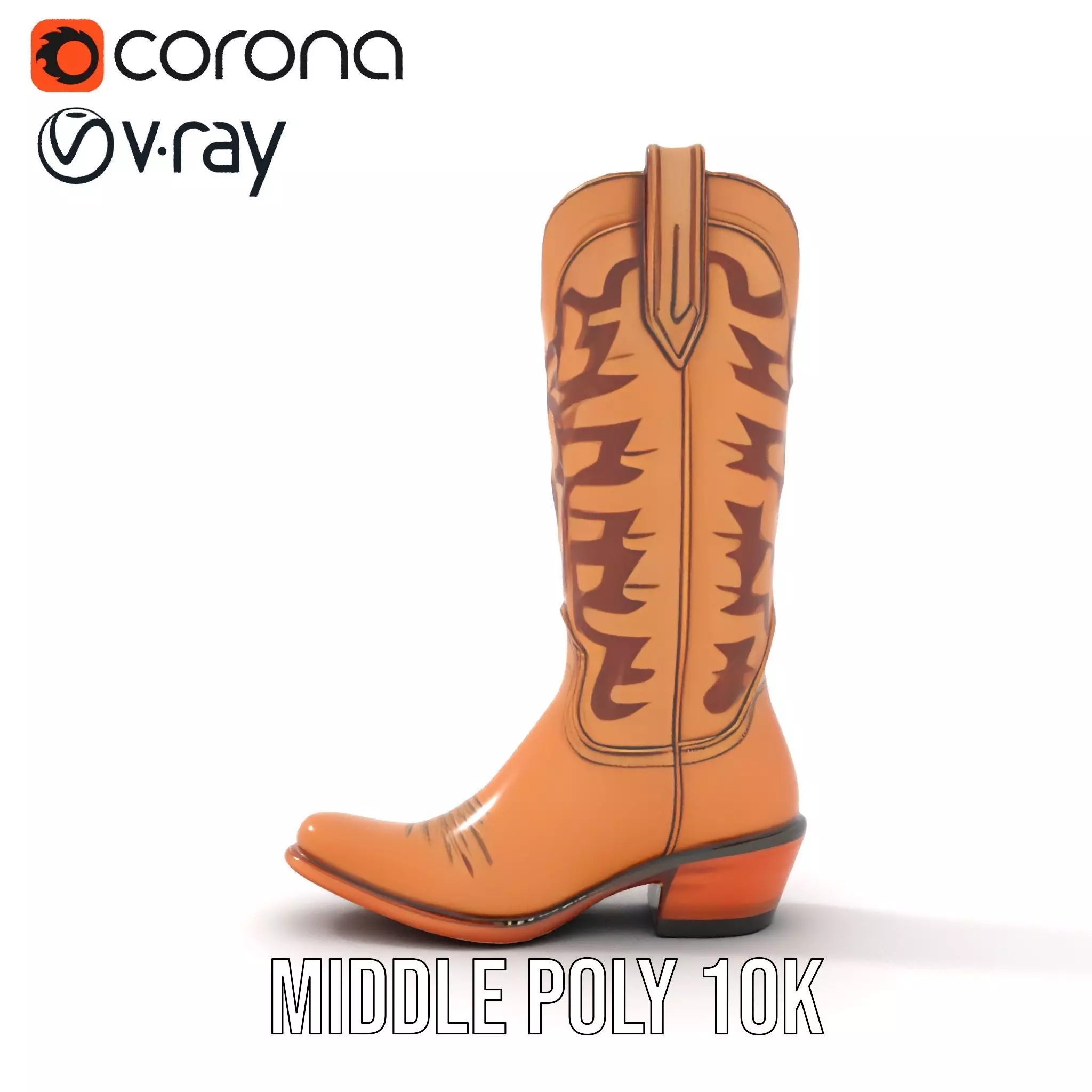 Cowboy Boot with Embroidery Model Pack Low-poly 3D model_14