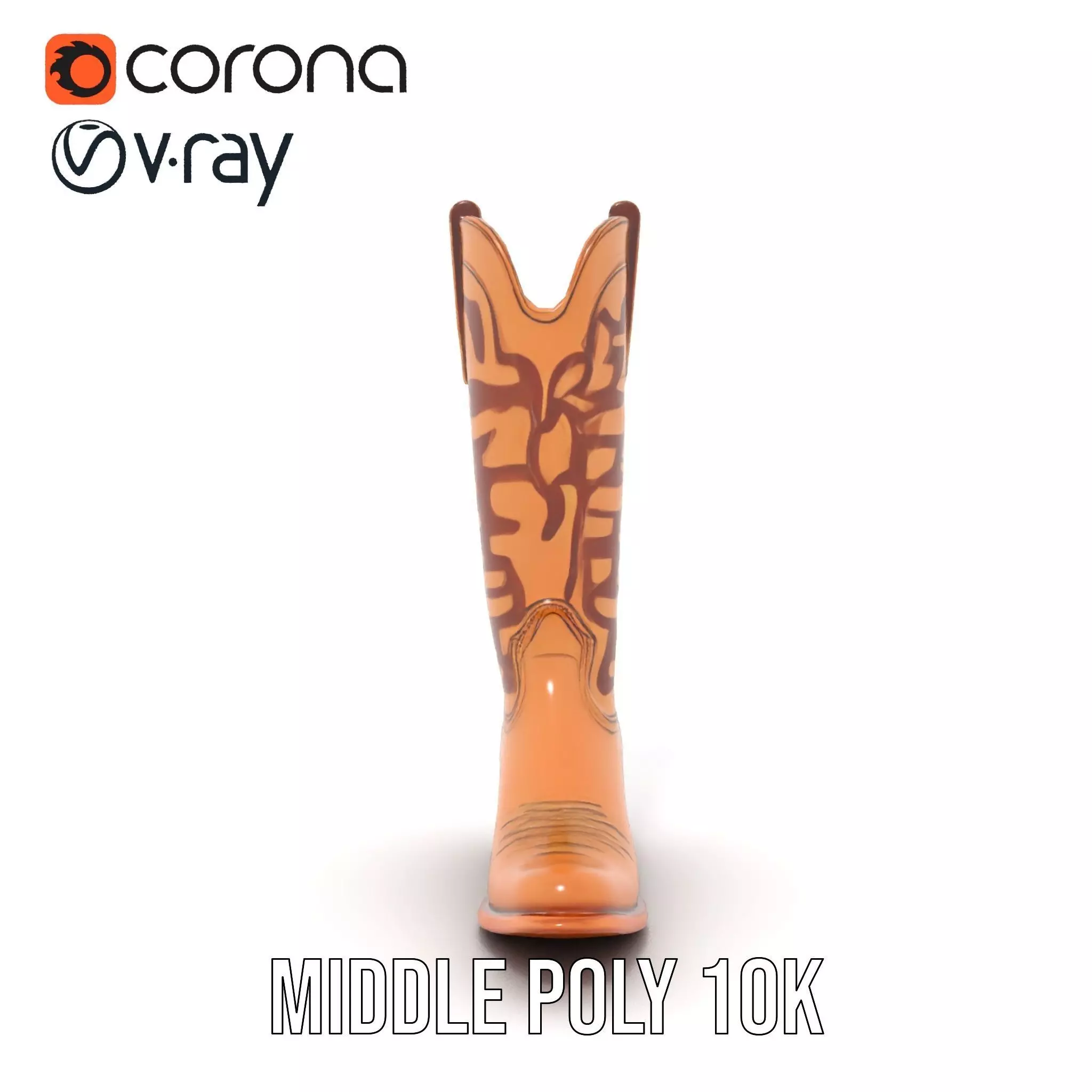 Cowboy Boot with Embroidery Model Pack Low-poly 3D model_16