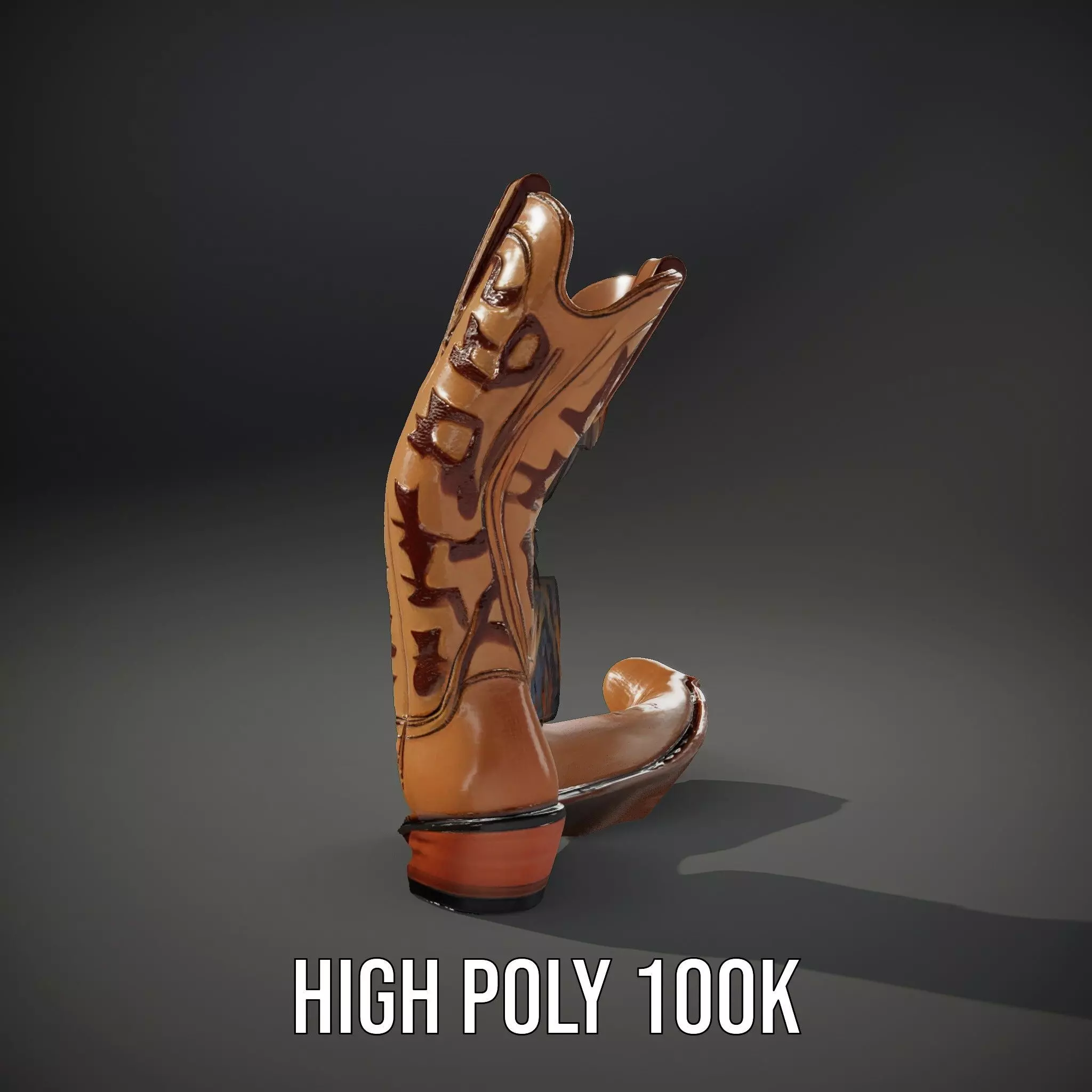 Cowboy Boot with Embroidery Model Pack Low-poly 3D model_10
