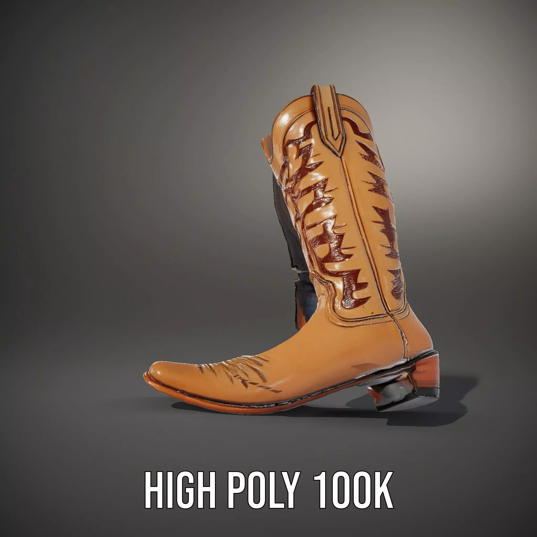 Cowboy Boot with Embroidery Model Pack Low-poly 3D model_13