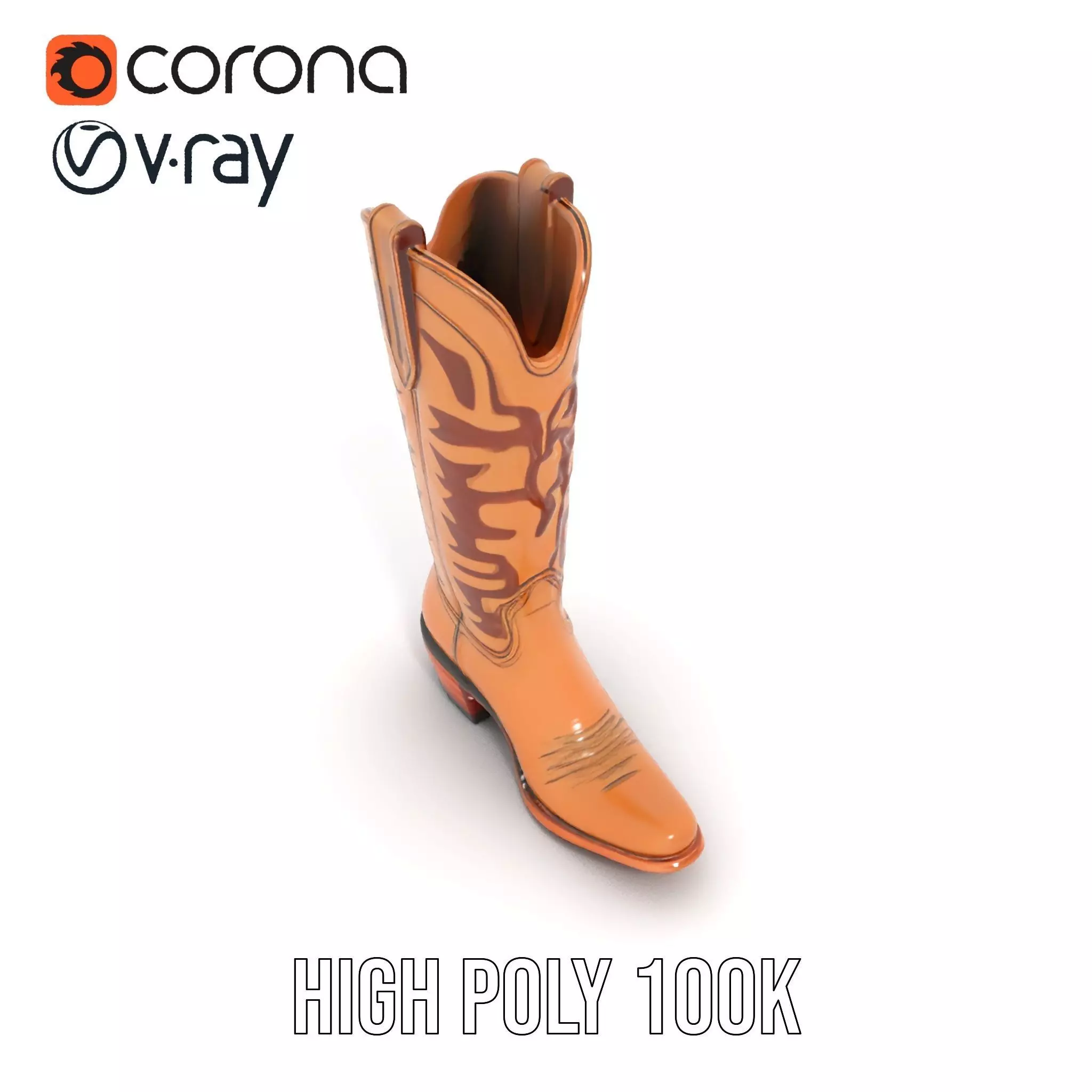 Cowboy Boot with Embroidery Model Pack Low-poly 3D model_18