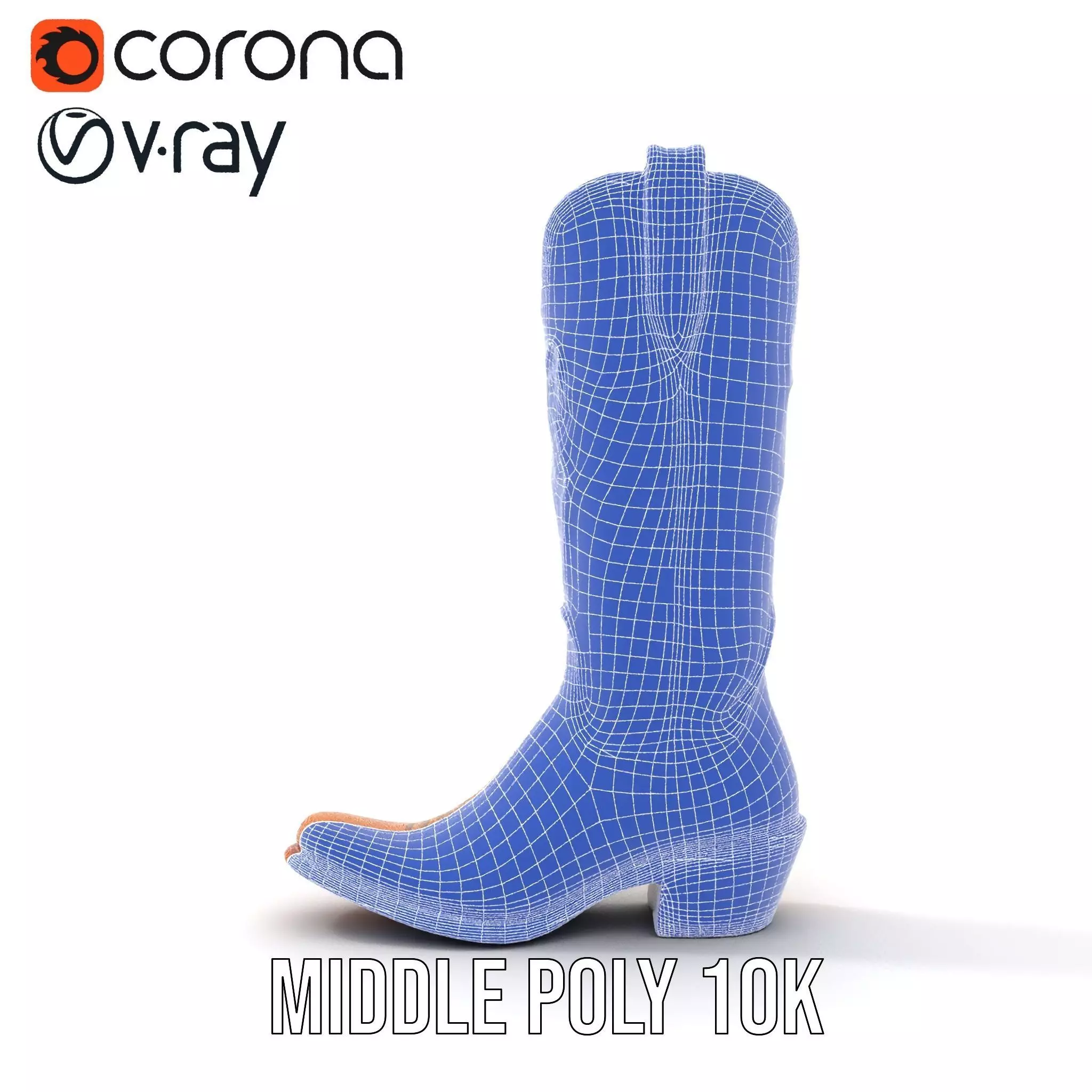 Cowboy Boot with Embroidery Model Pack Low-poly 3D model_30