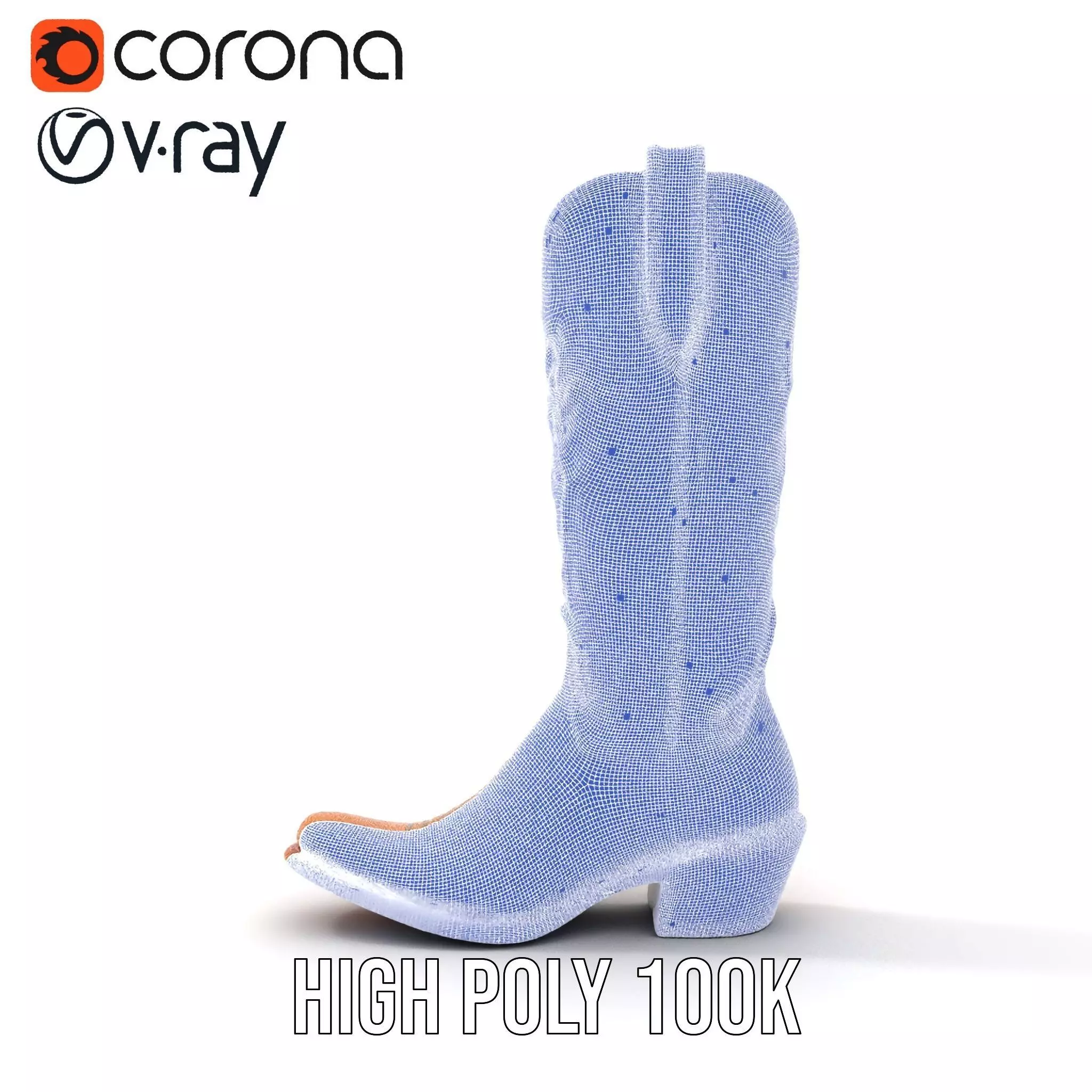 Cowboy Boot with Embroidery Model Pack Low-poly 3D model_32