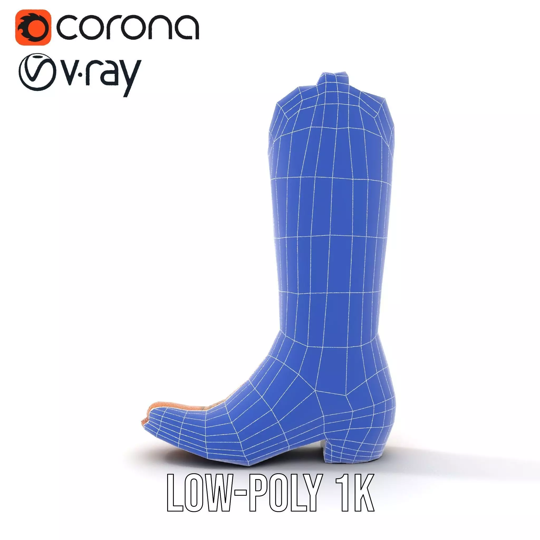 Cowboy Boot with Embroidery Model Pack Low-poly 3D model_28