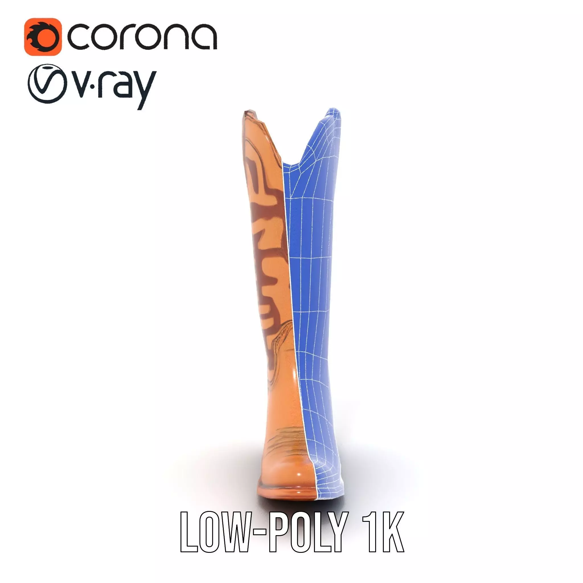 Cowboy Boot with Embroidery Model Pack Low-poly 3D model_31