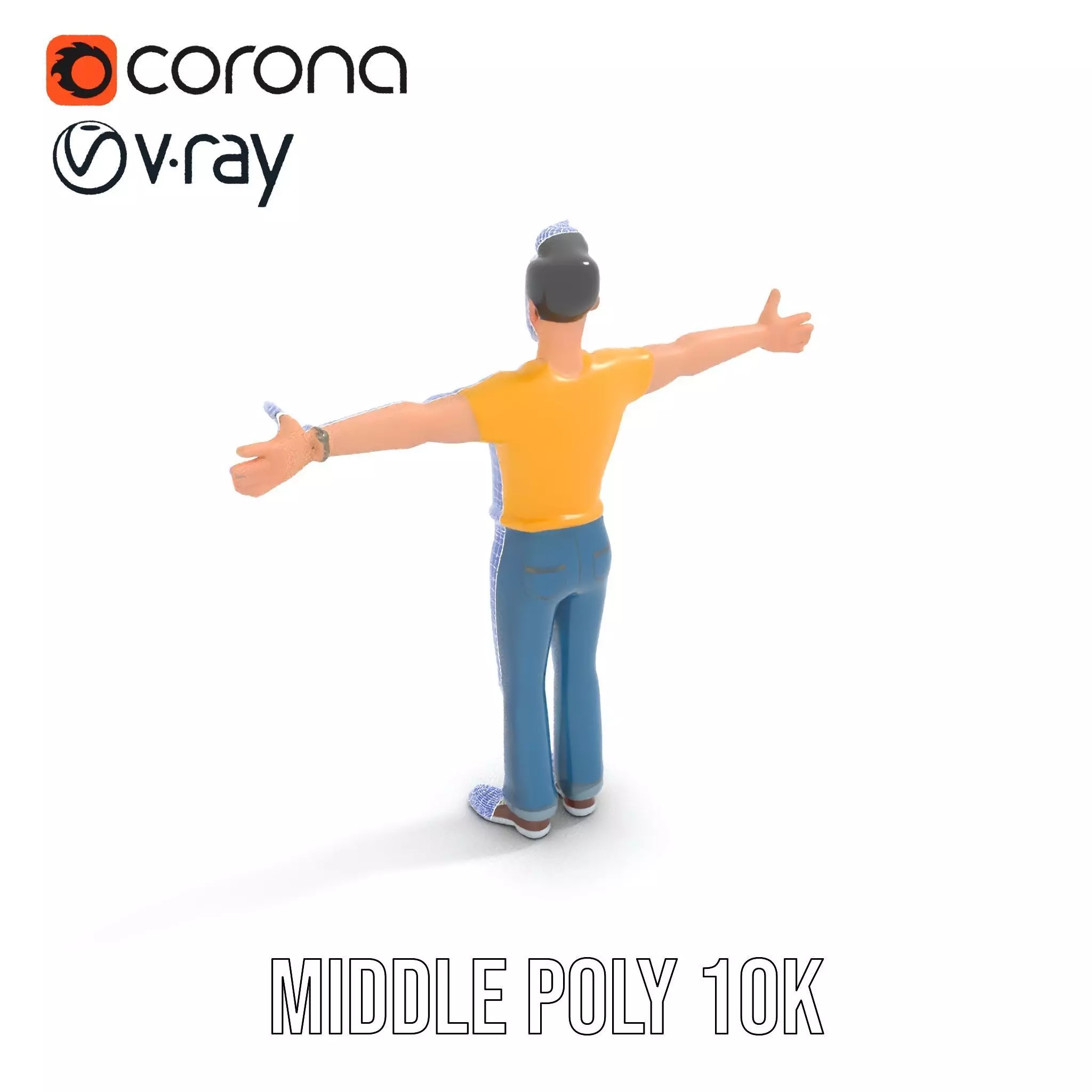 Casual Character Model Pack with Vibrant Attire Low-poly 3D model_16