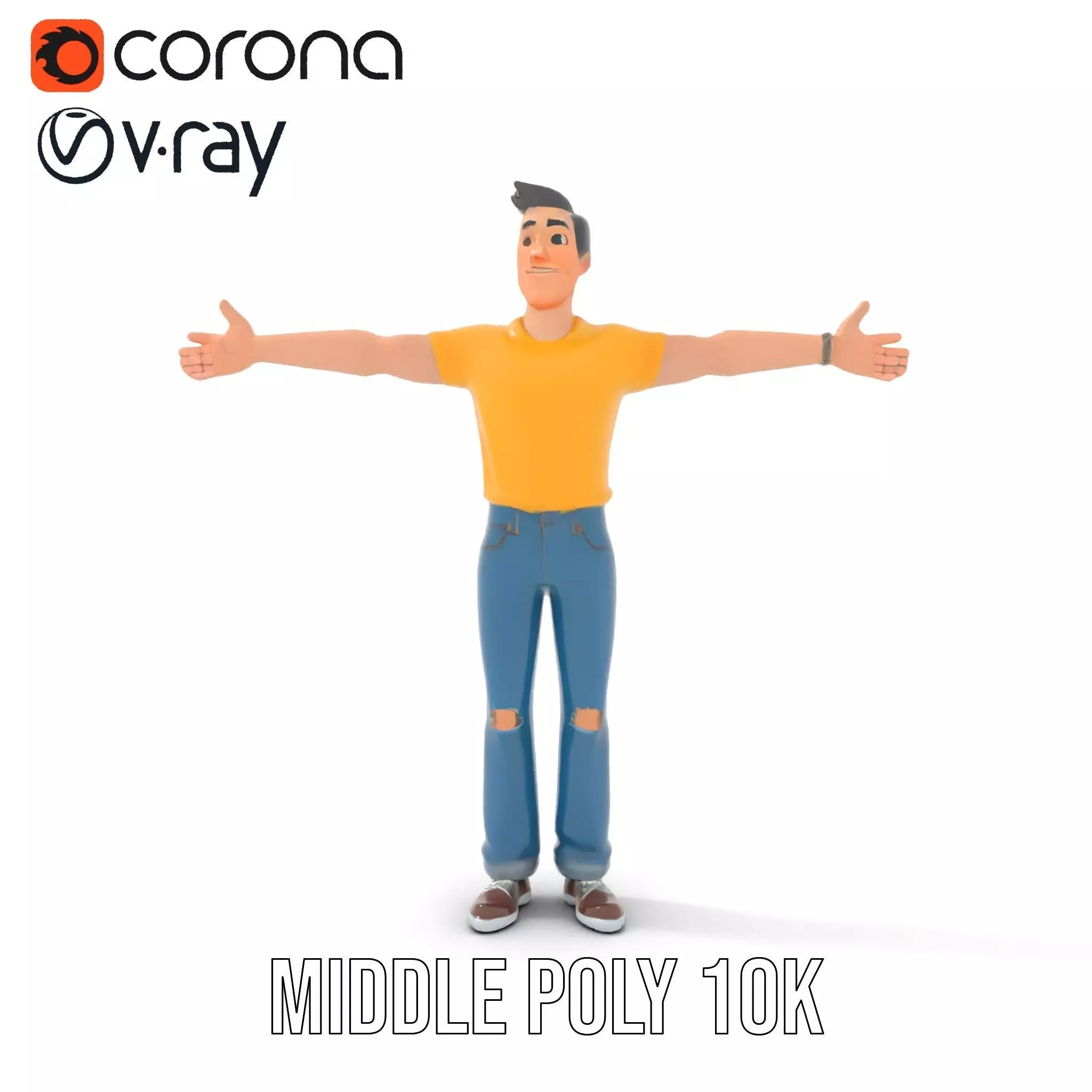 Casual Character Model Pack with Vibrant Attire Low-poly 3D model_19