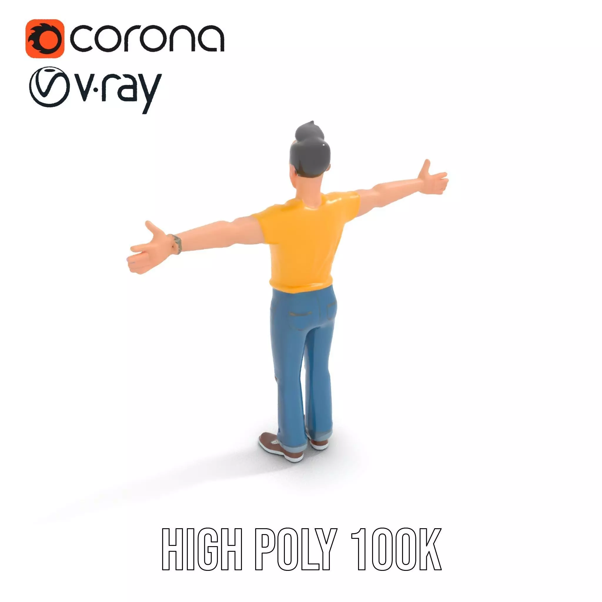 Casual Character Model Pack with Vibrant Attire Low-poly 3D model_10