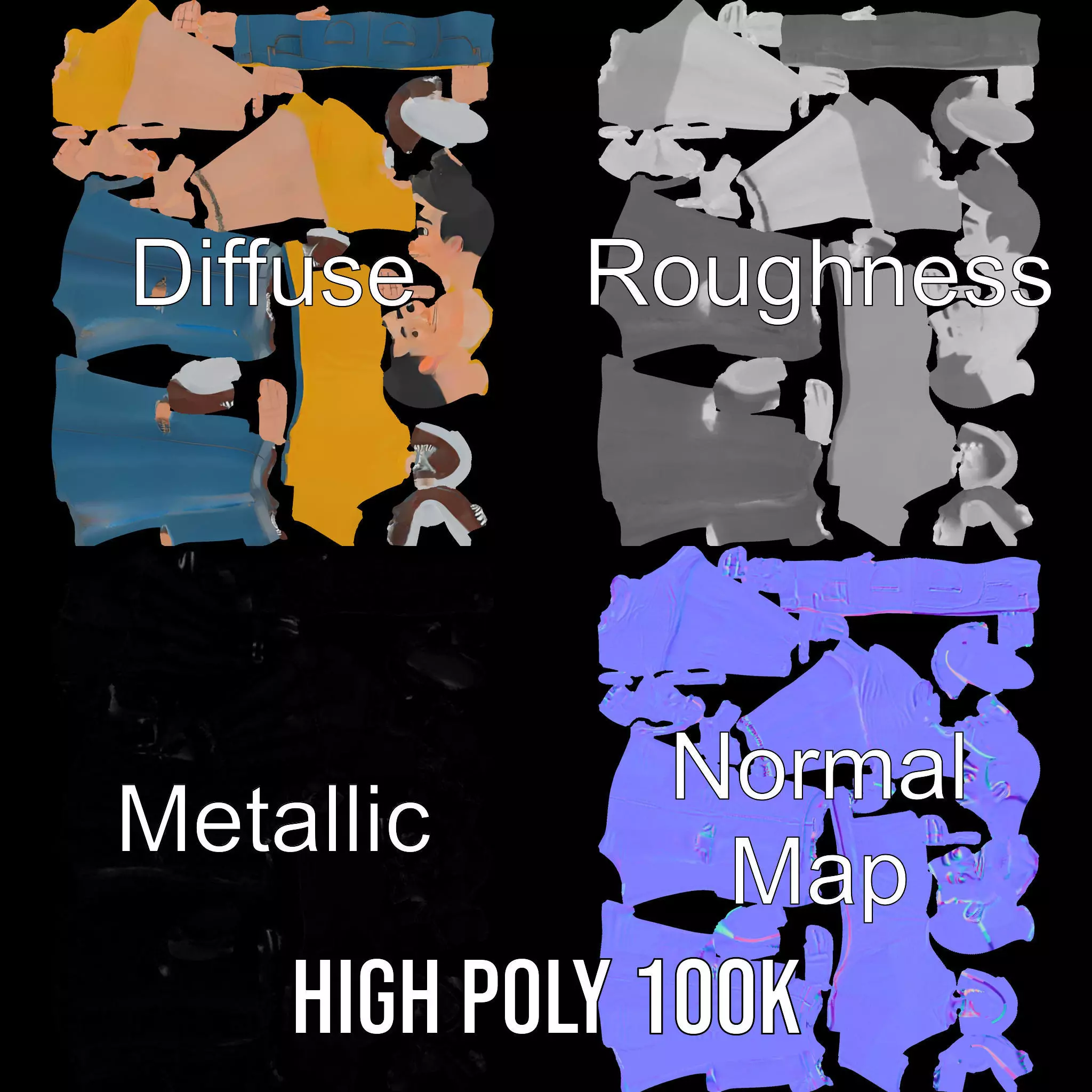 Casual Character Model Pack with Vibrant Attire Low-poly 3D model_4