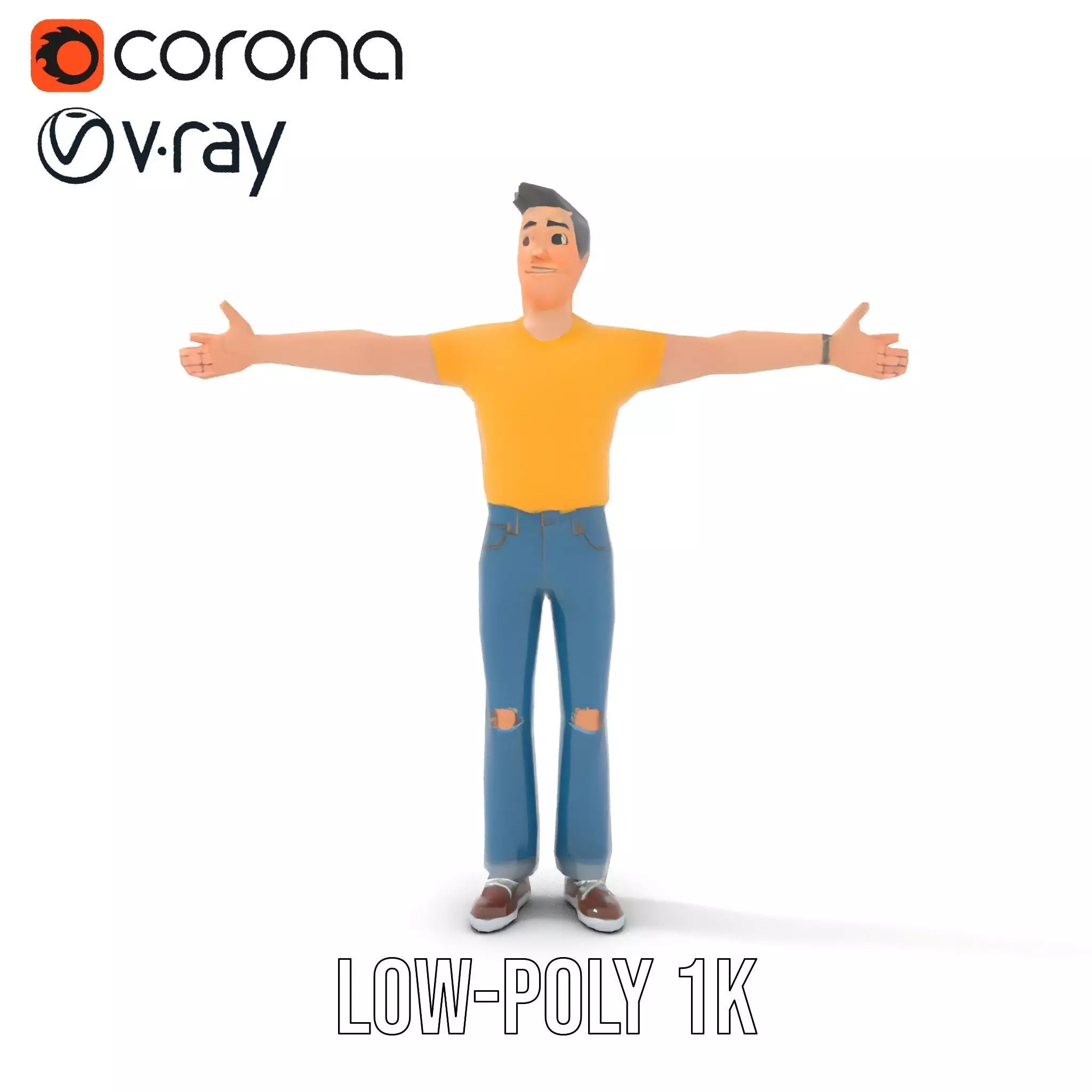 Casual Character Model Pack with Vibrant Attire Low-poly 3D model_9