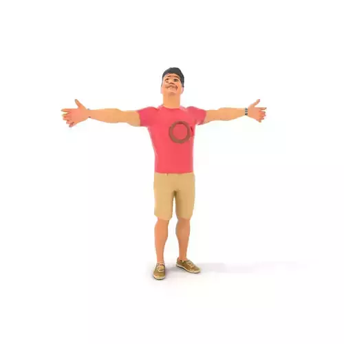 Casual Male Character Model Pack with Open Arms Pose Low-poly 3D model