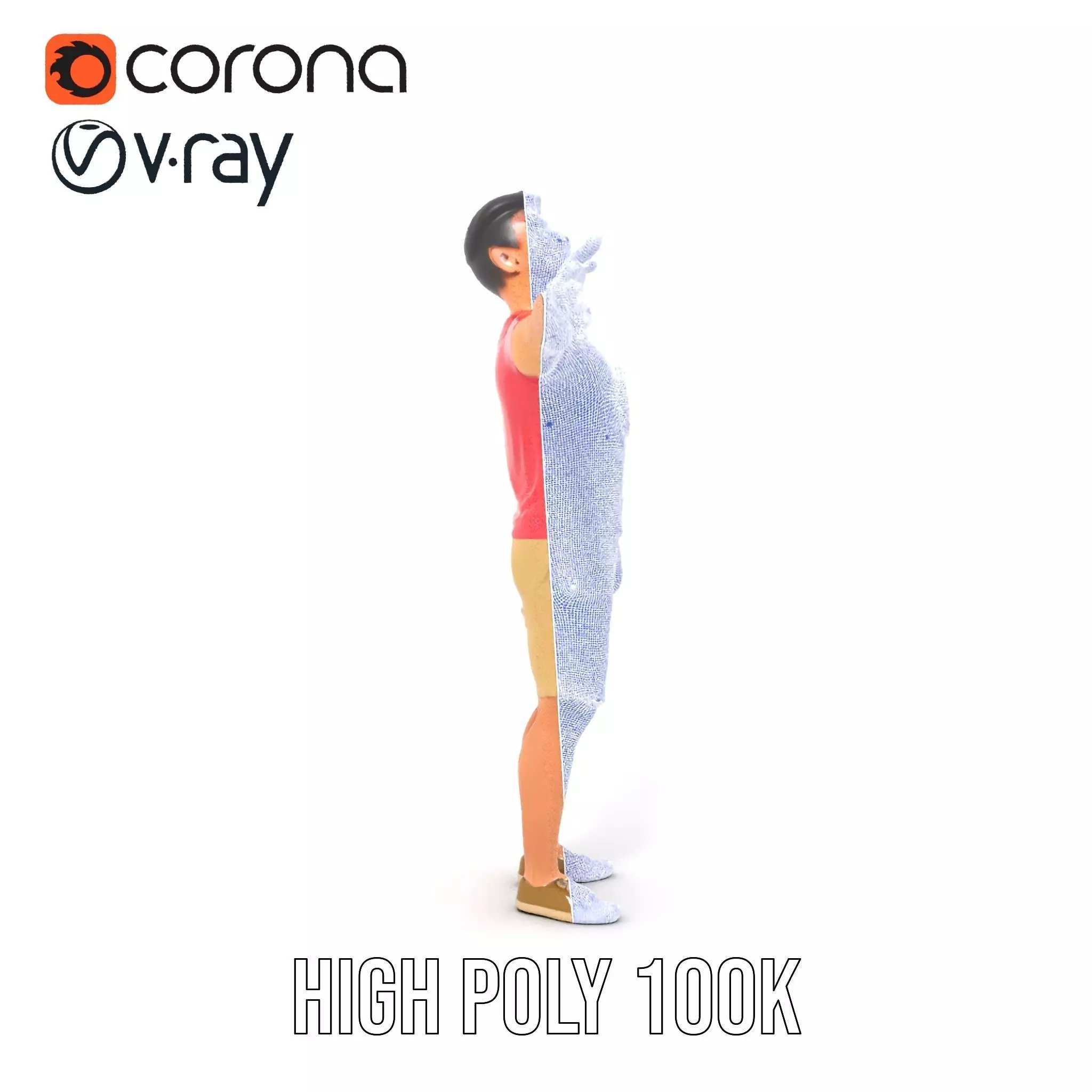 Casual Male Character Model Pack with Open Arms Pose Low-poly 3D model_33